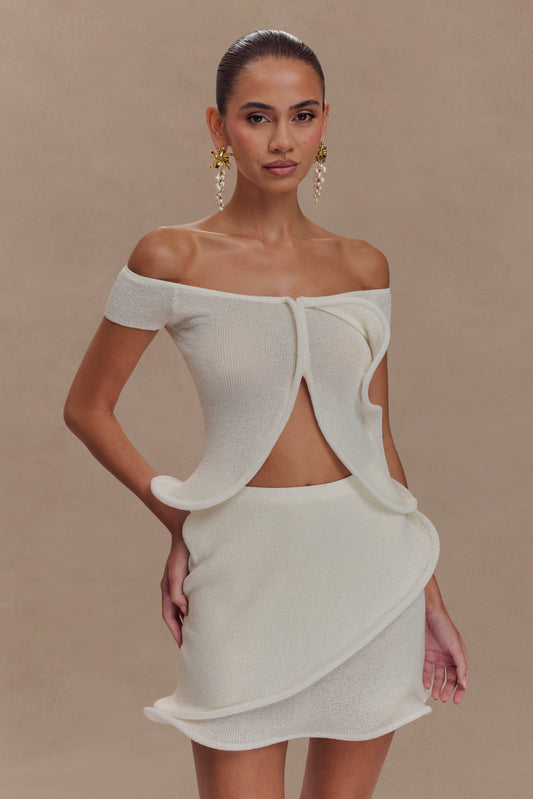 Haisley Haut en Tricot Décolleté Croisé - Ivoire