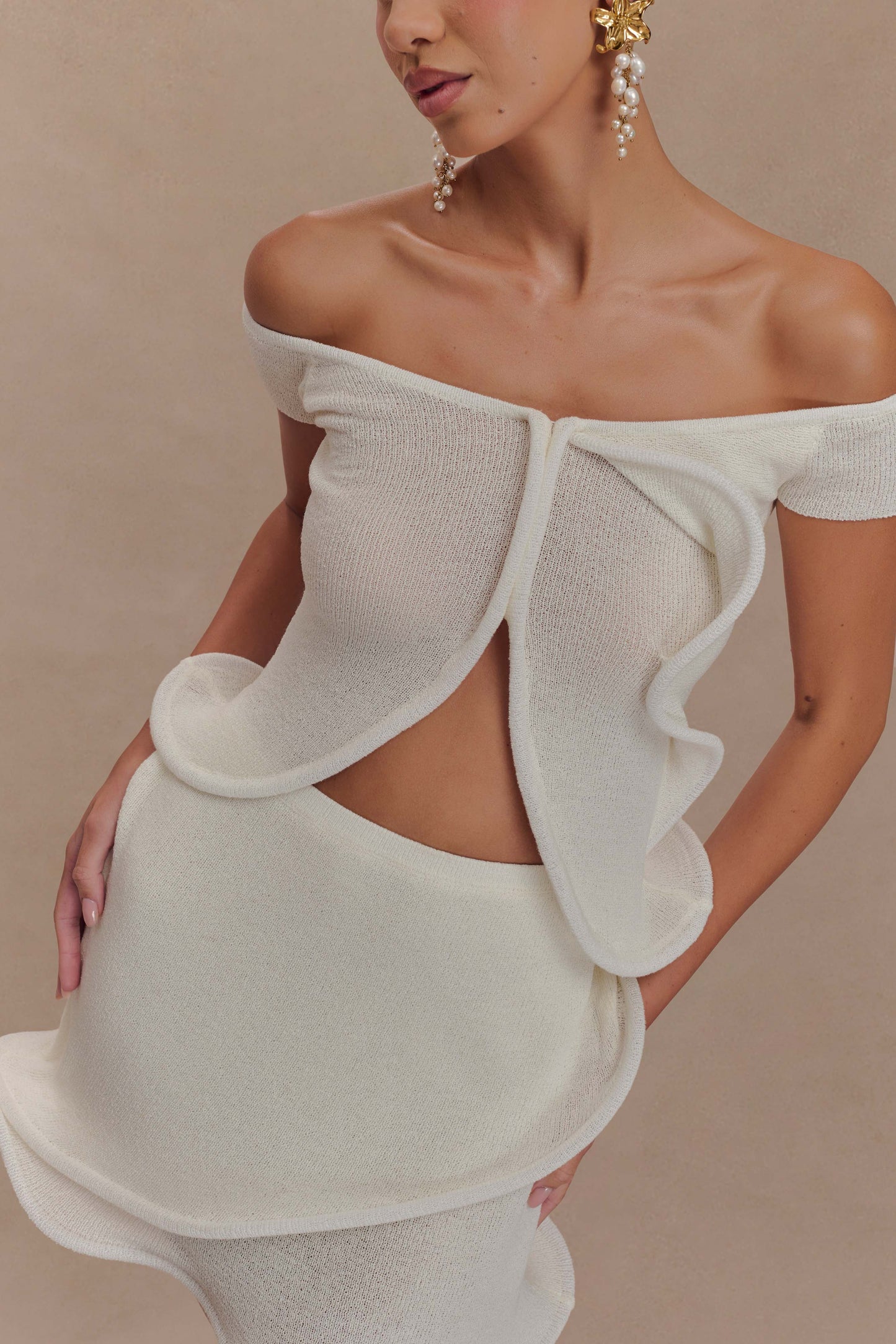 Mini-jupe en tricot Haisley - Ivoire