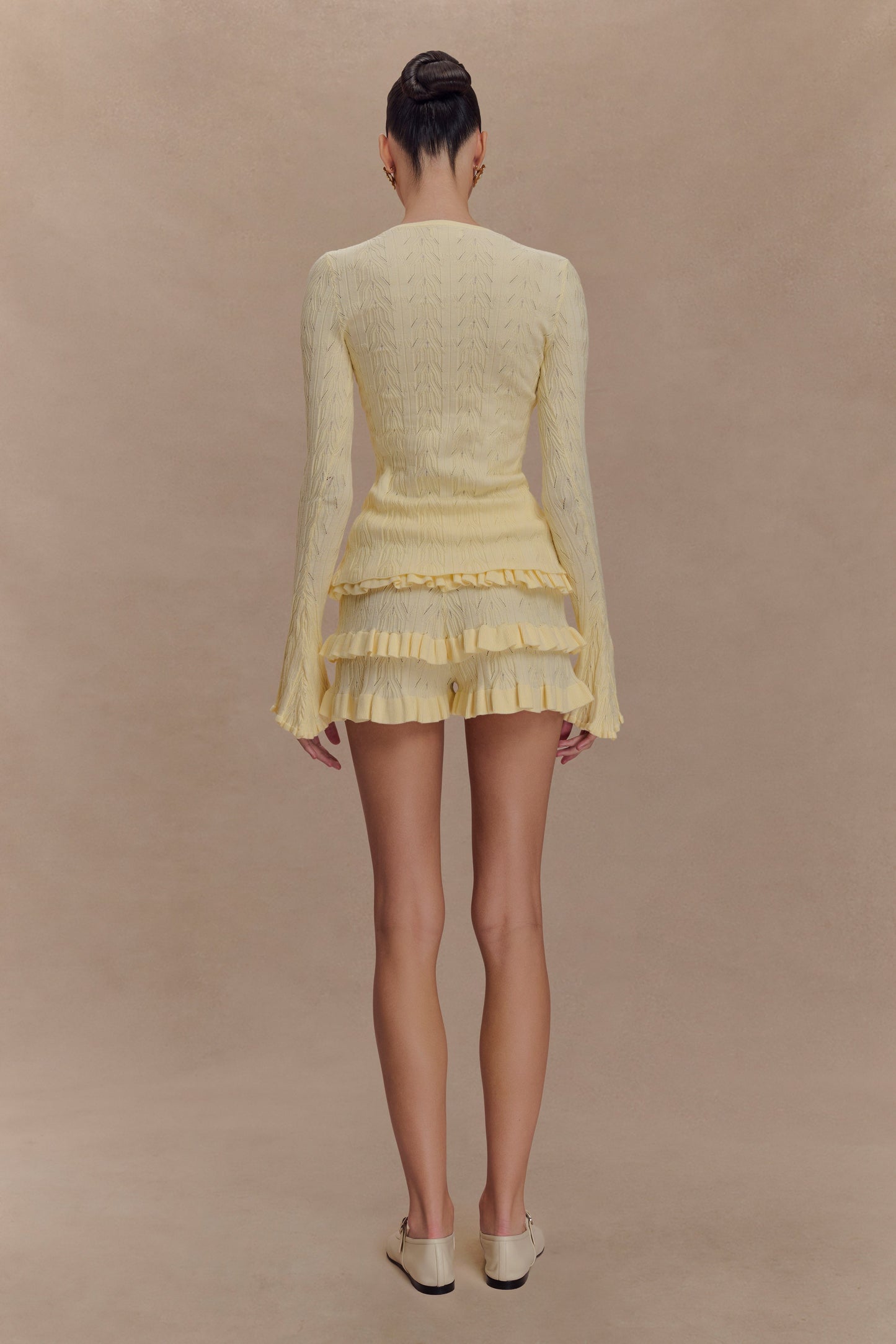 Cardigan à manches cloche Amy Pointelle - Citron