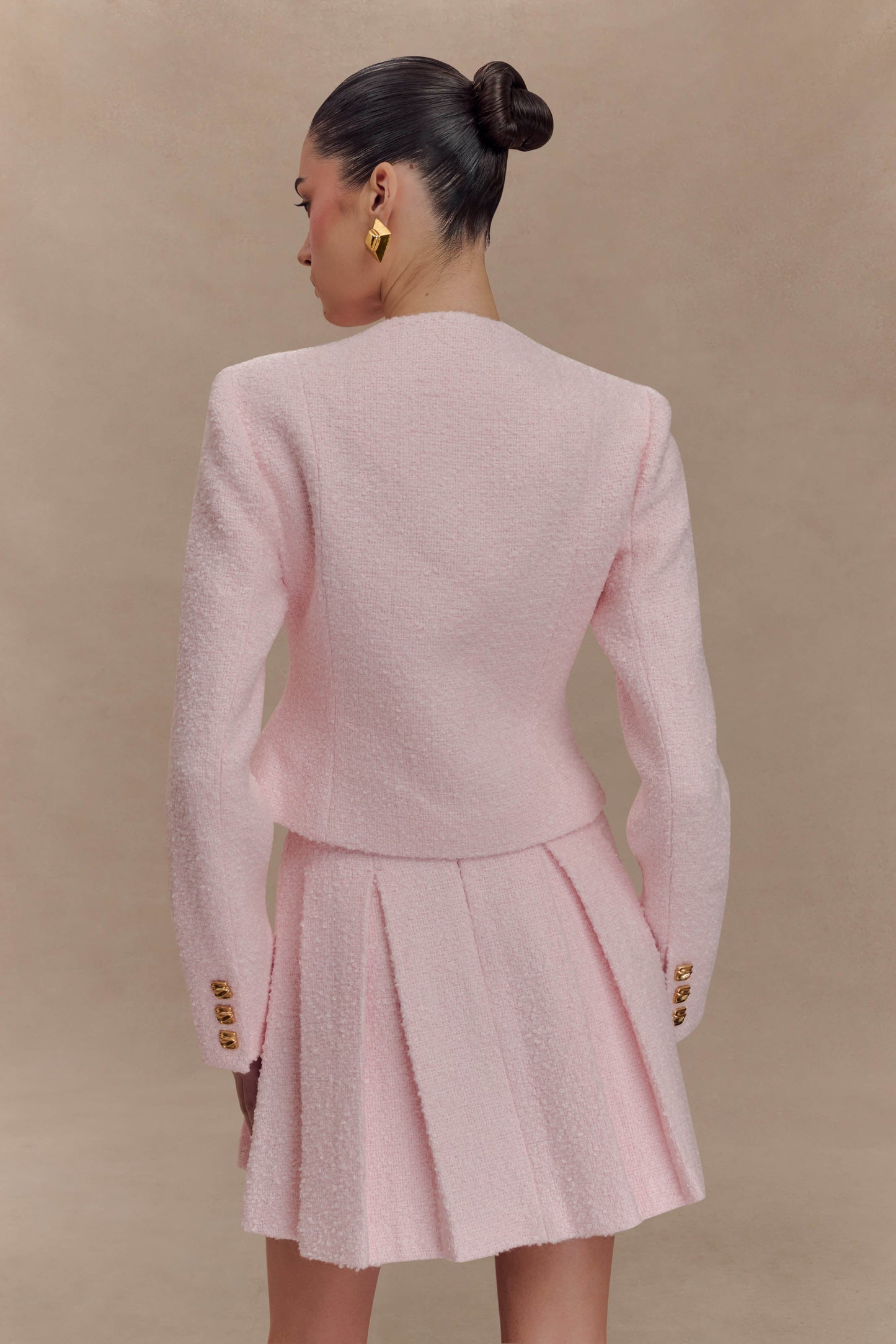 Jupe mini Cleo en boucle - Rose poudré