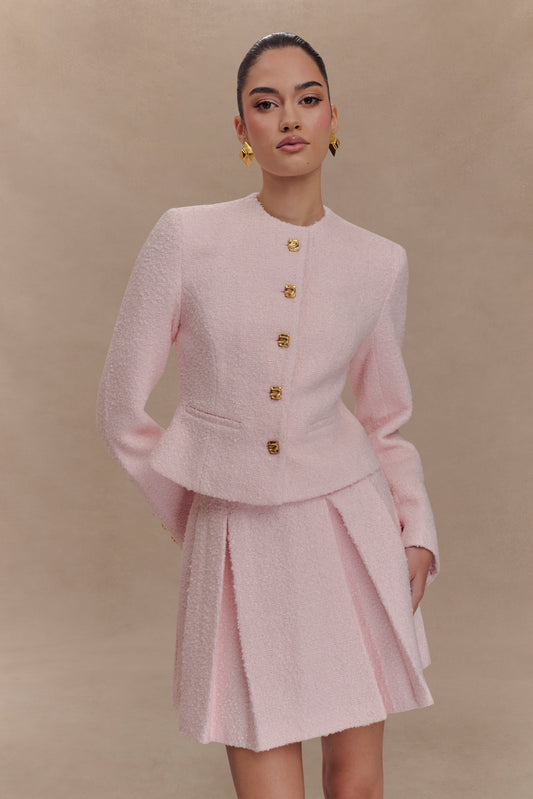 Jupe mini Cleo en boucle - Rose poudré