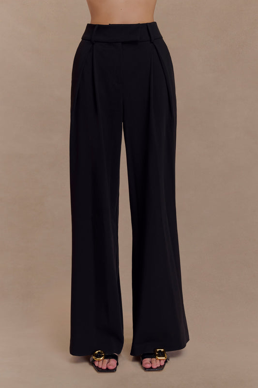 Pantalon large à plis Jacqueline - Noir