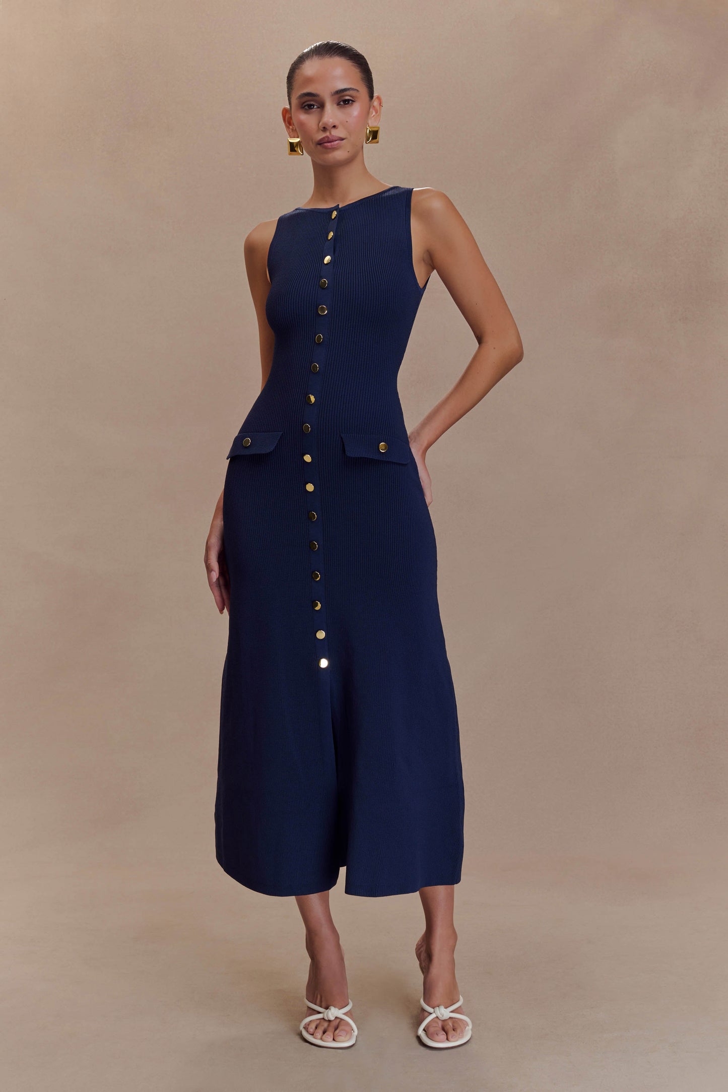 Robe Maxi Sans Manches Boutonnée Sawyer - Bleu Marine