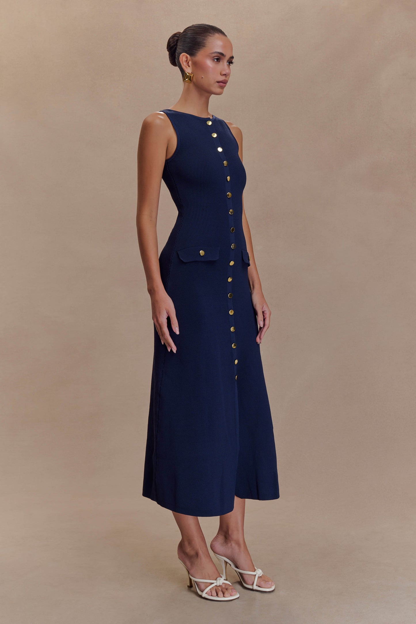 Robe Maxi Sans Manches Boutonnée Sawyer - Bleu Marine