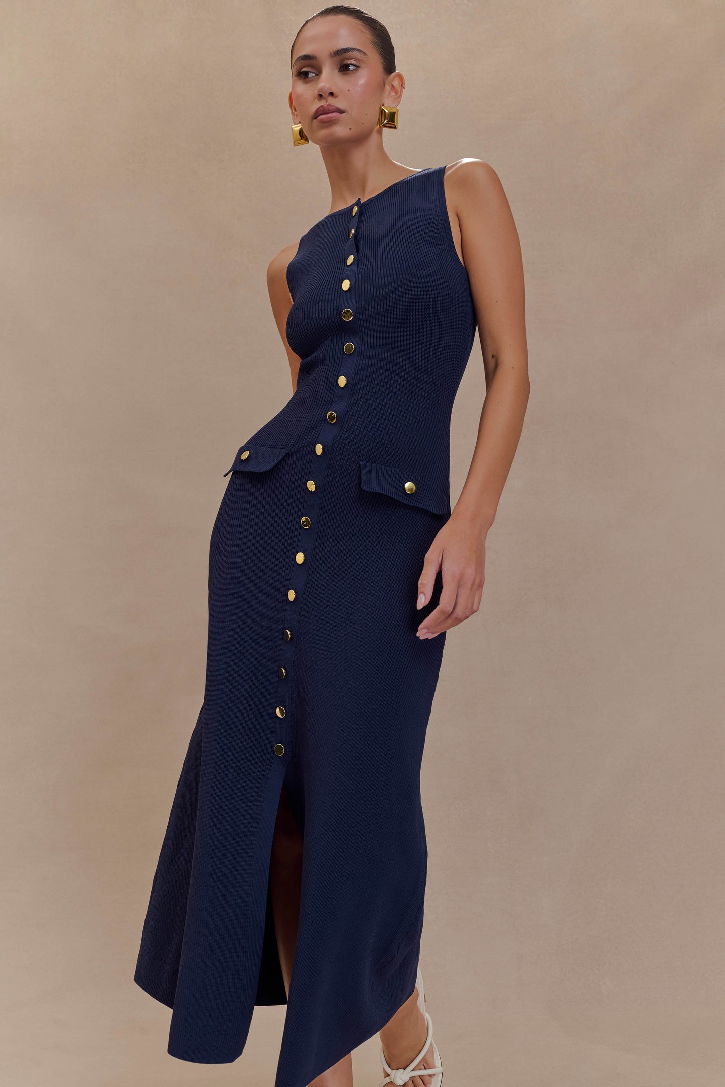 Robe Maxi Sans Manches Boutonnée Sawyer - Bleu Marine