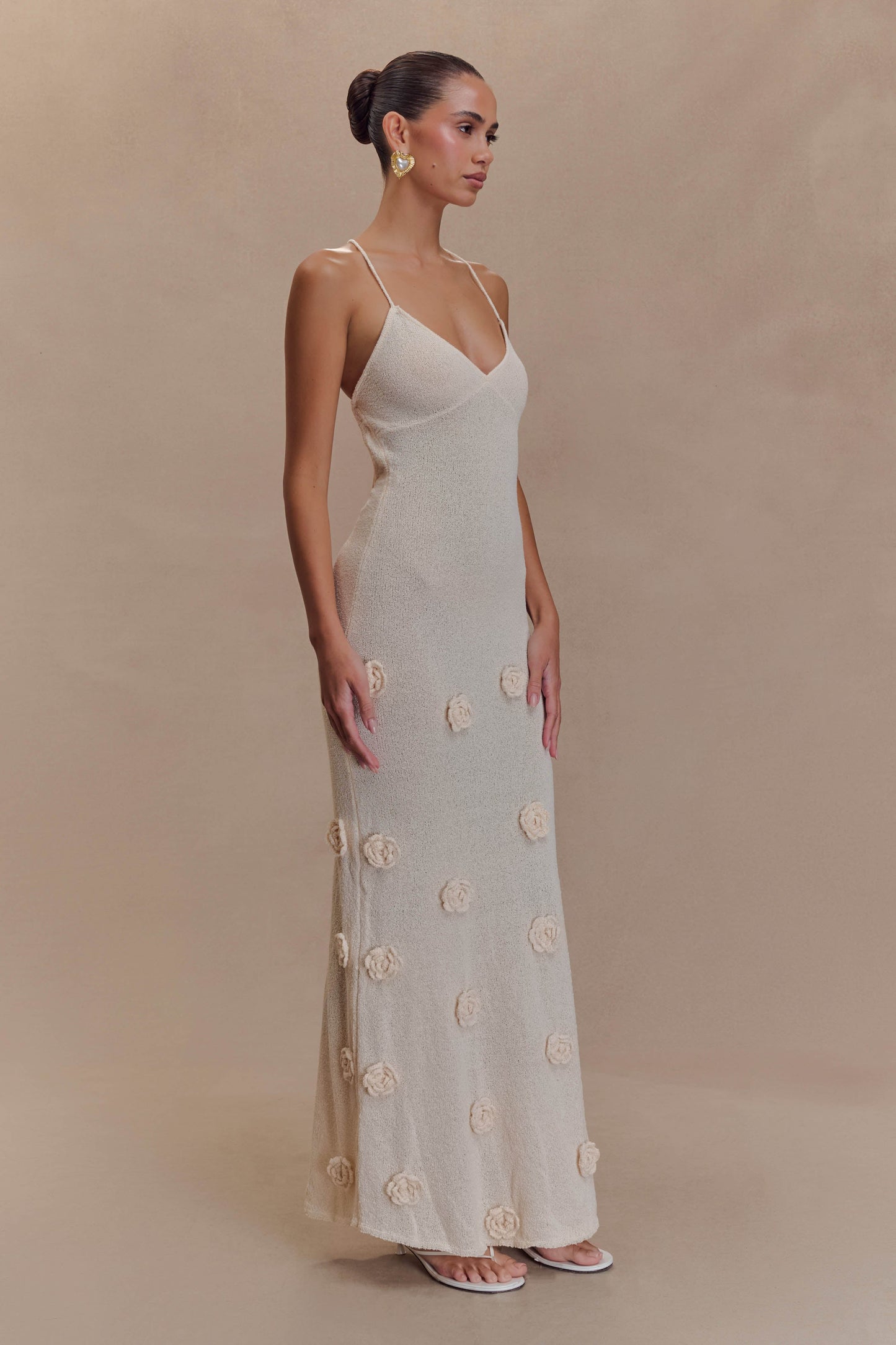 Robe Maxi Tricot Suki à Motifs Floraux - Nude