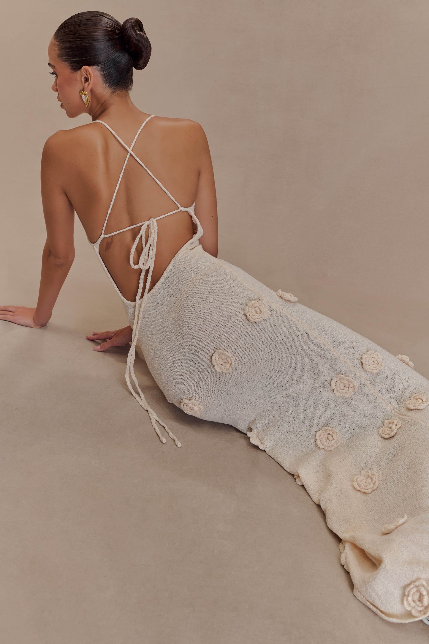 Robe Maxi Tricot Suki à Motifs Floraux - Nude