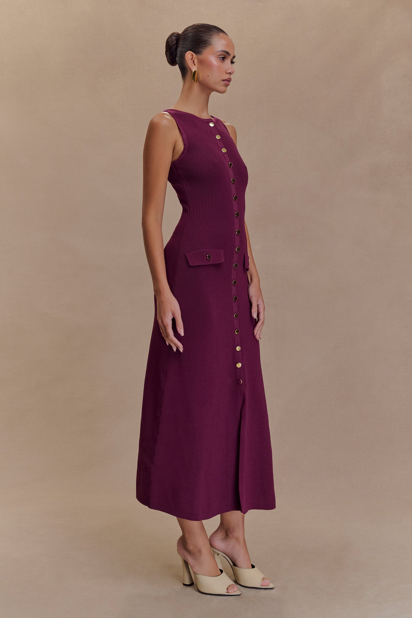 Robe Maxi Sans Manches Boutonnée Sawyer - Prune