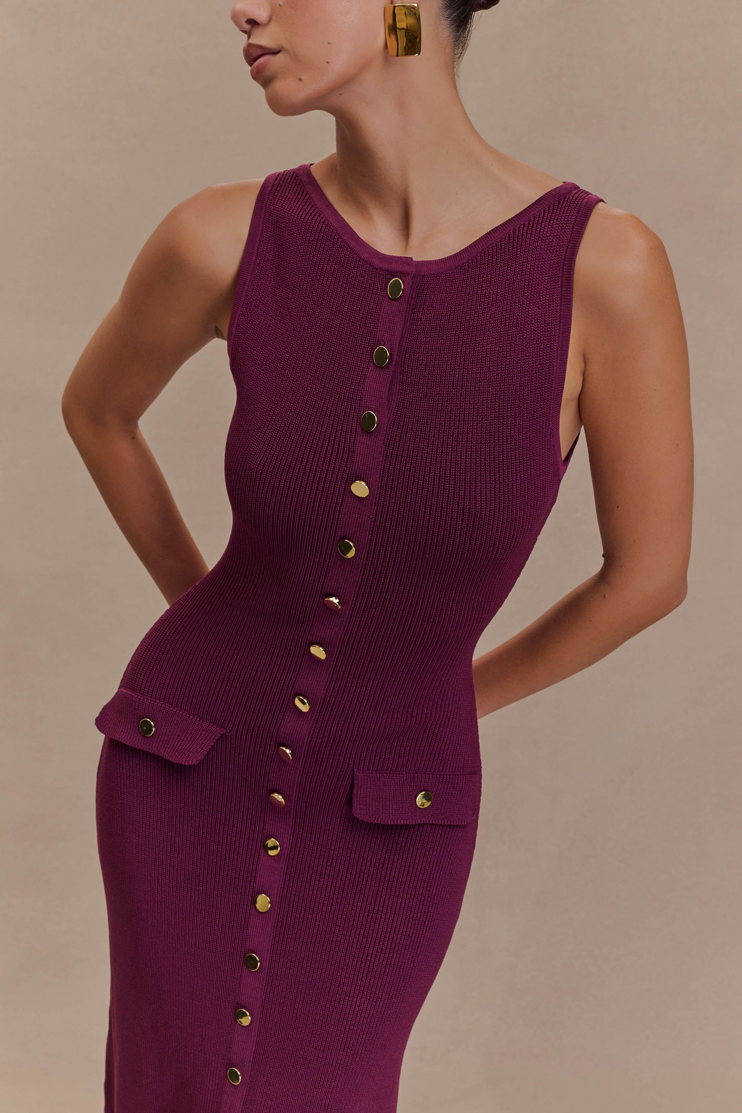Robe Maxi Sans Manches Boutonnée Sawyer - Prune