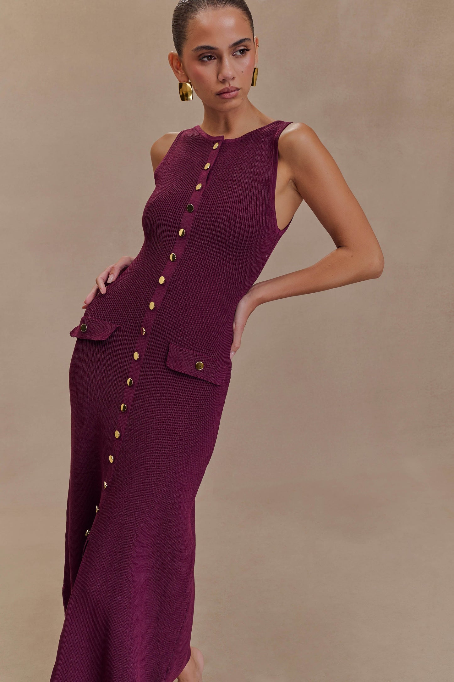 Robe Maxi Sans Manches Boutonnée Sawyer - Prune