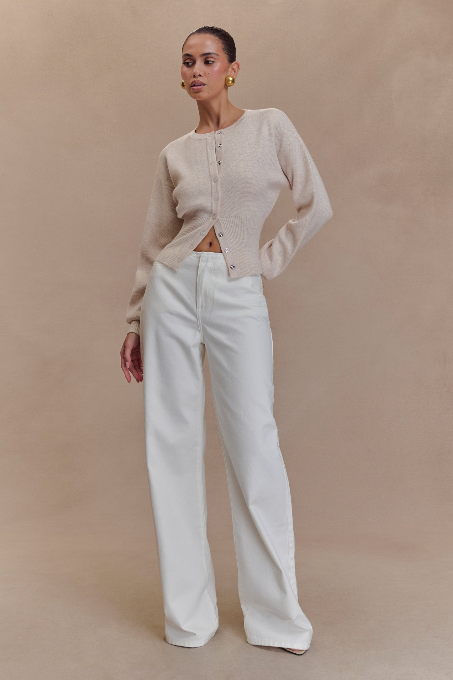 Jeans en jean taille mi-haute Caitlin - Blanc