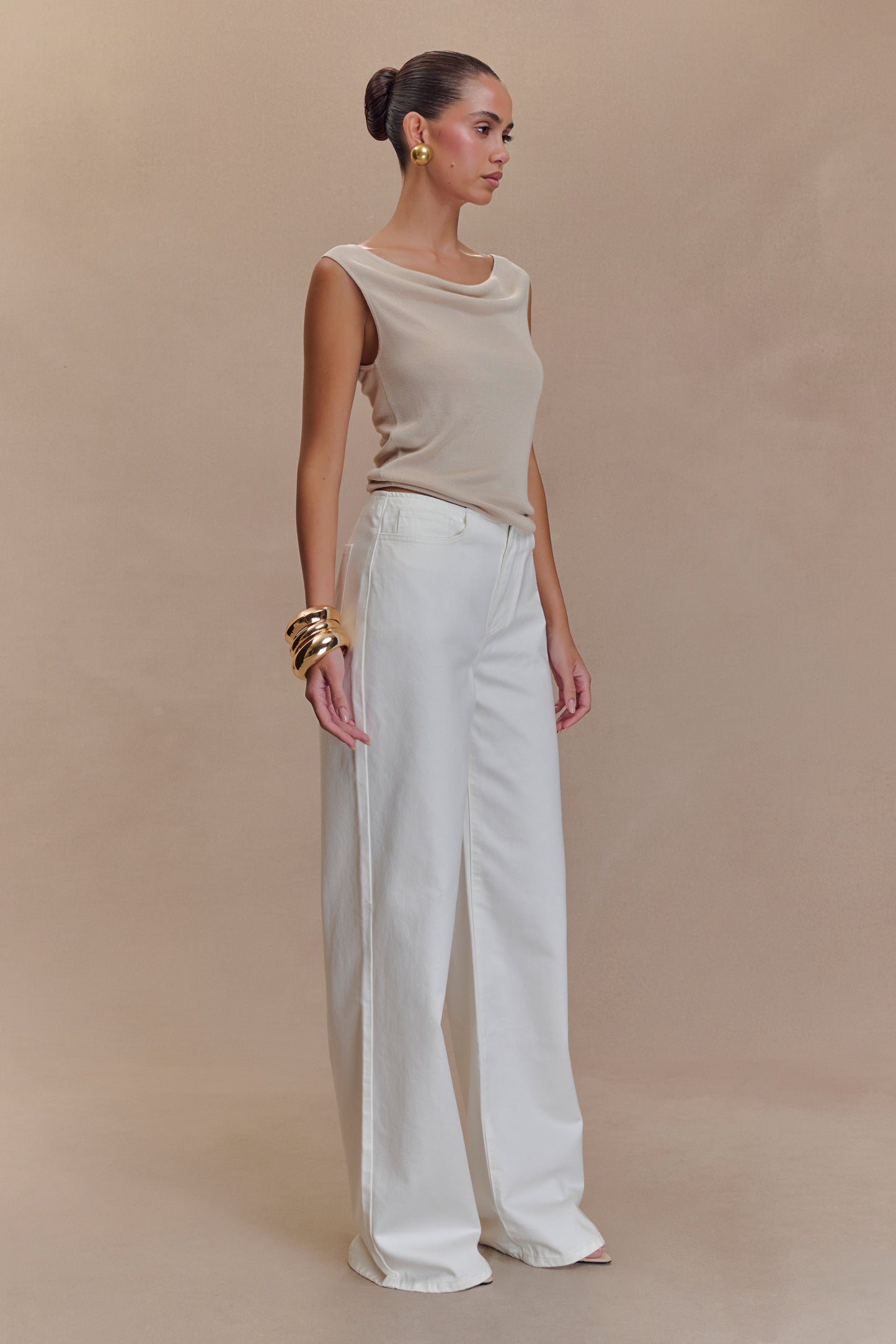 Jeans en jean taille mi-haute Caitlin - Blanc