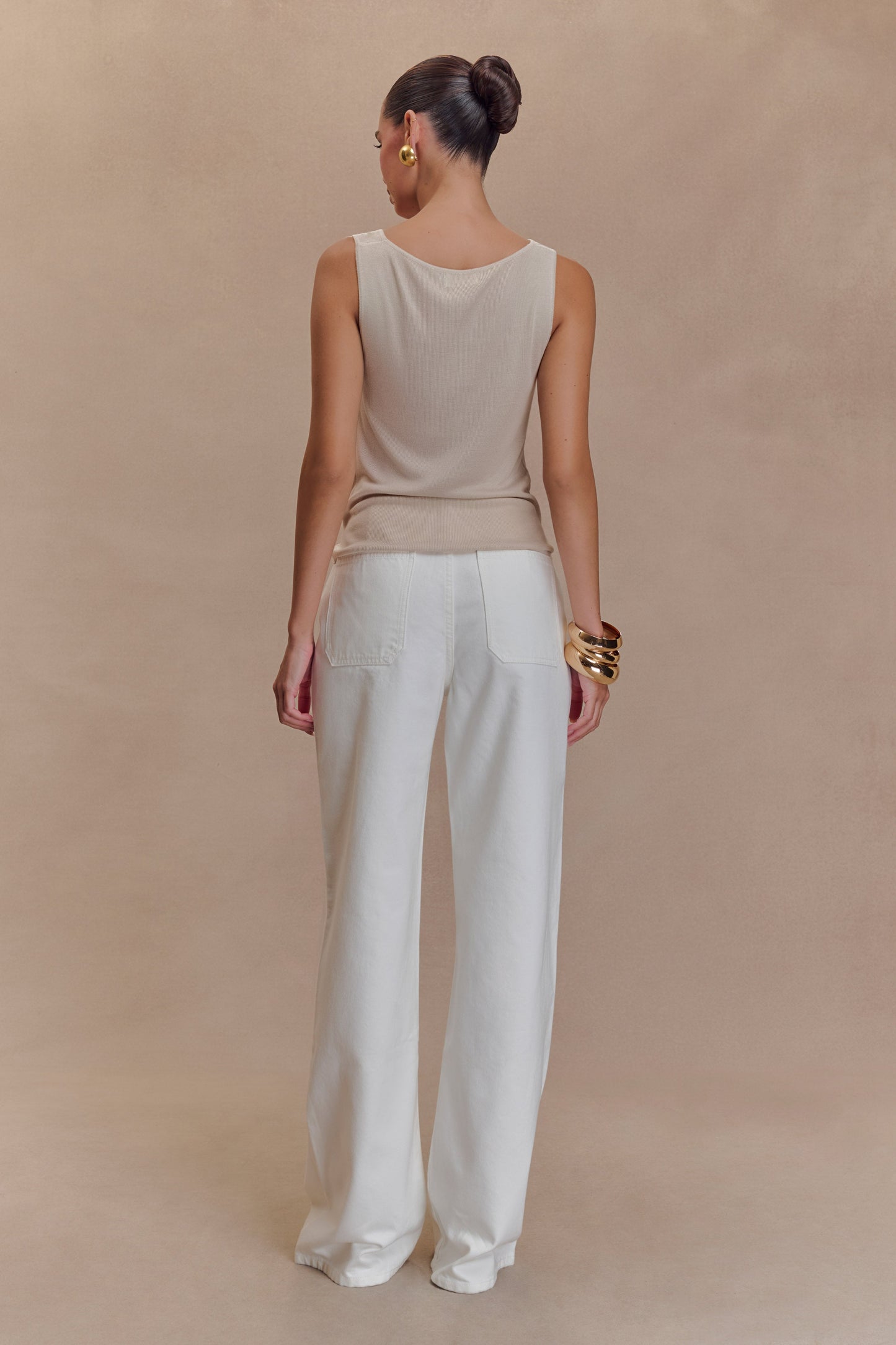 Jeans en jean taille mi-haute Caitlin - Blanc