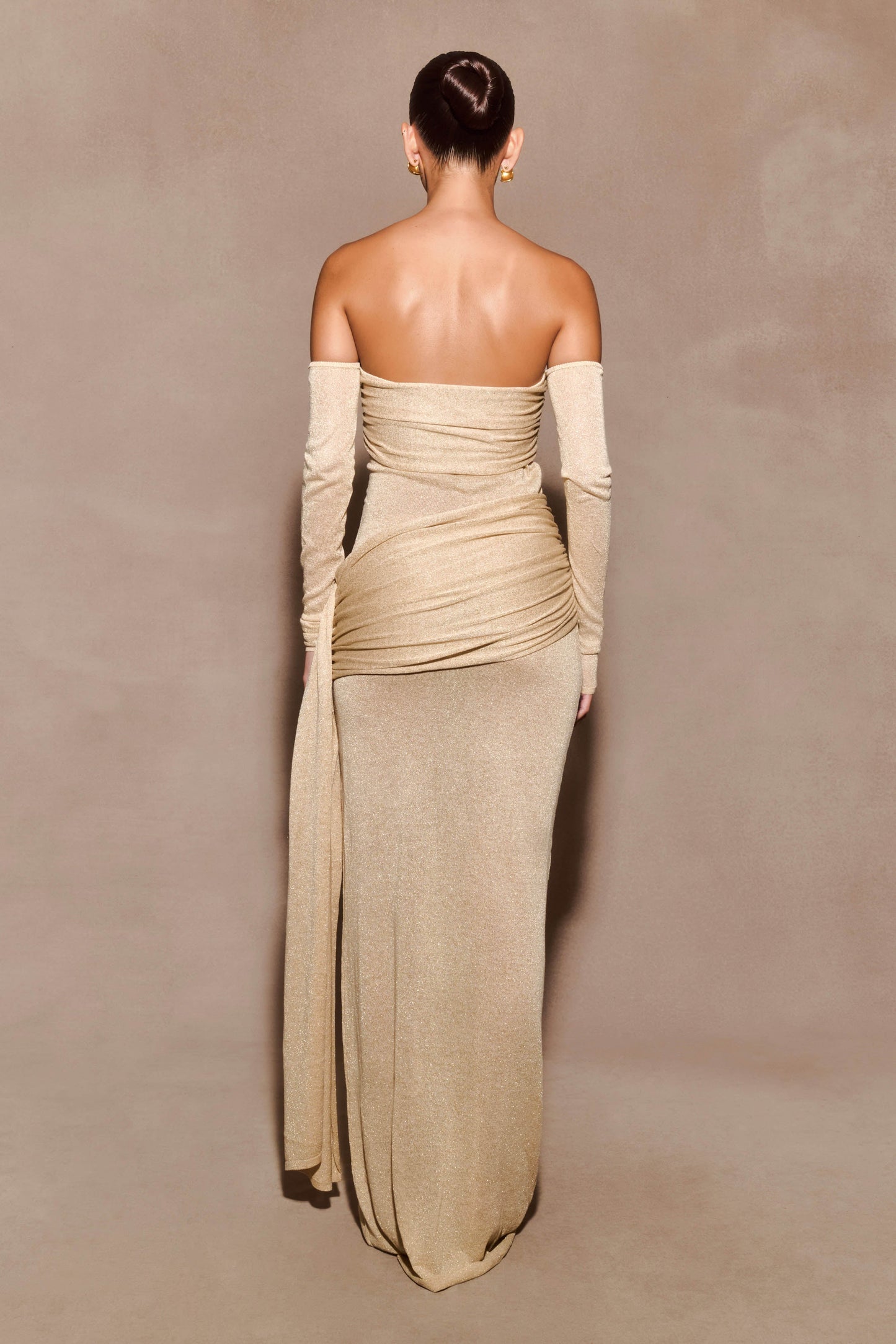 Robe Maxi en Tricot Métallisé Ingrid - Bronze