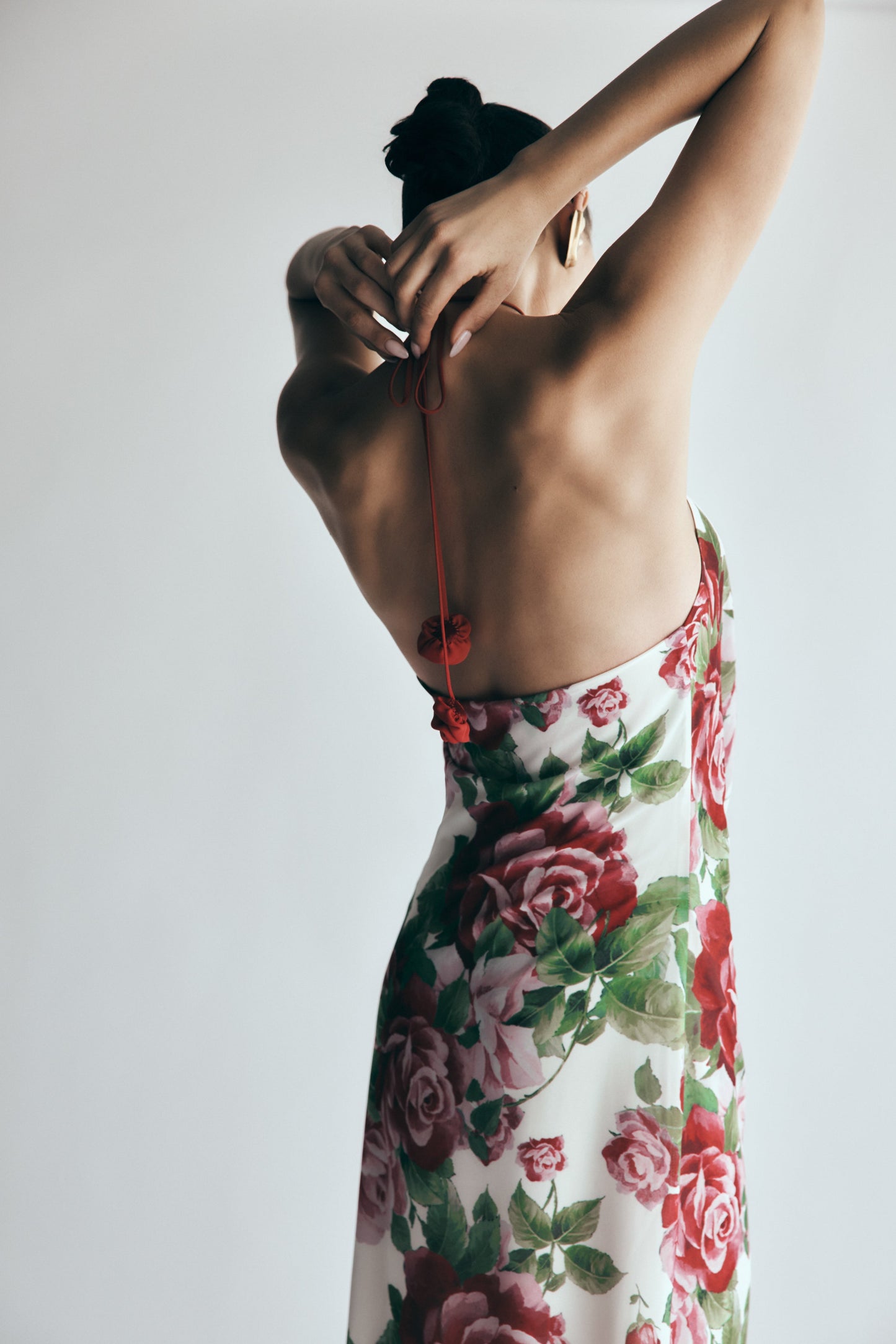 Robe Maxi Col Chandail Rosalia - Imprimé Rose Sonia