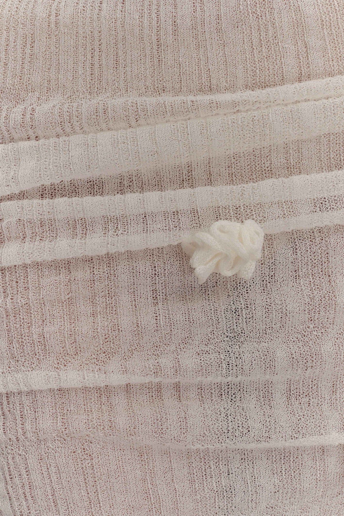 Jupe Maxi Tricotée Motif Orchidée Orianna - Ivoire