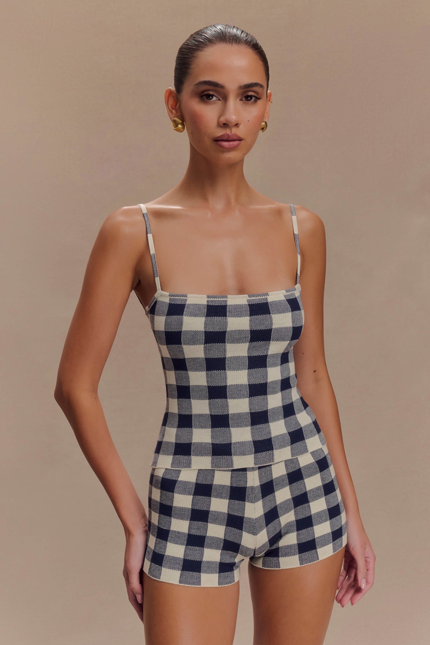 Short en tricot Marcie - Gingham marine