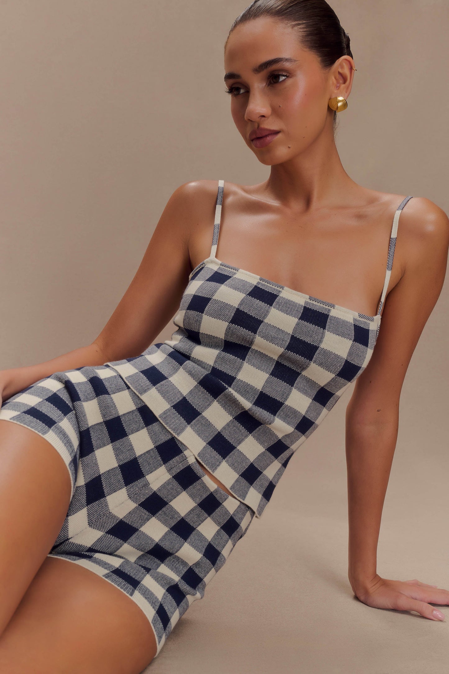 Short en tricot Marcie - Gingham marine
