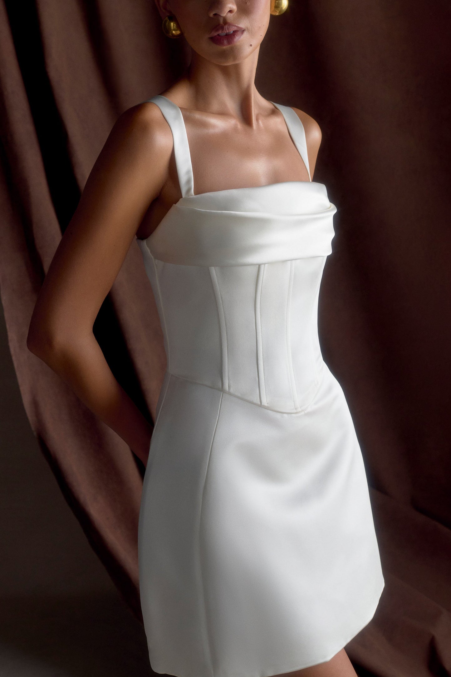 Mini-robe corset en satin Isabel - Blanc