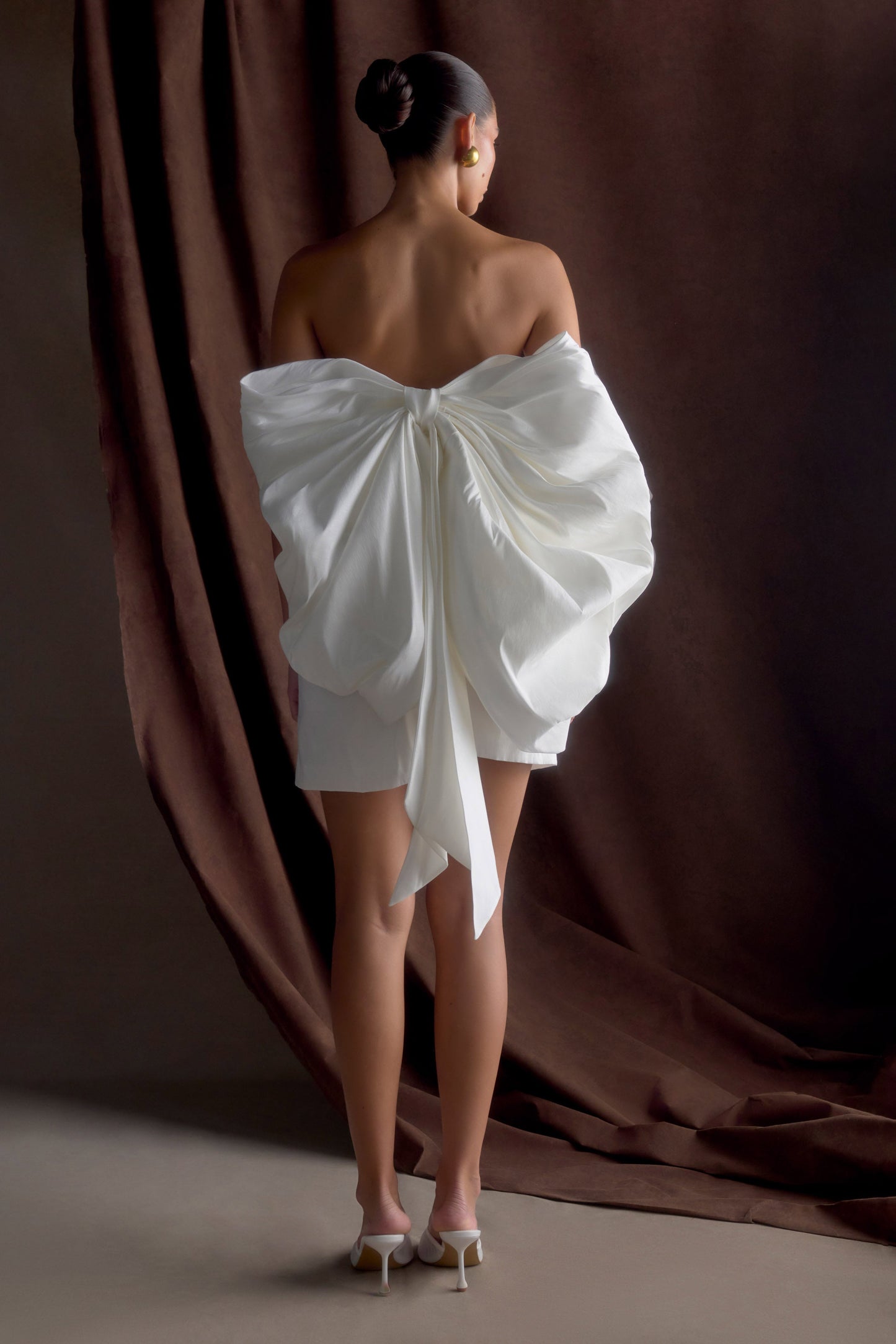 Mini-robe Suzette en taffetas avec nœud - Blanc