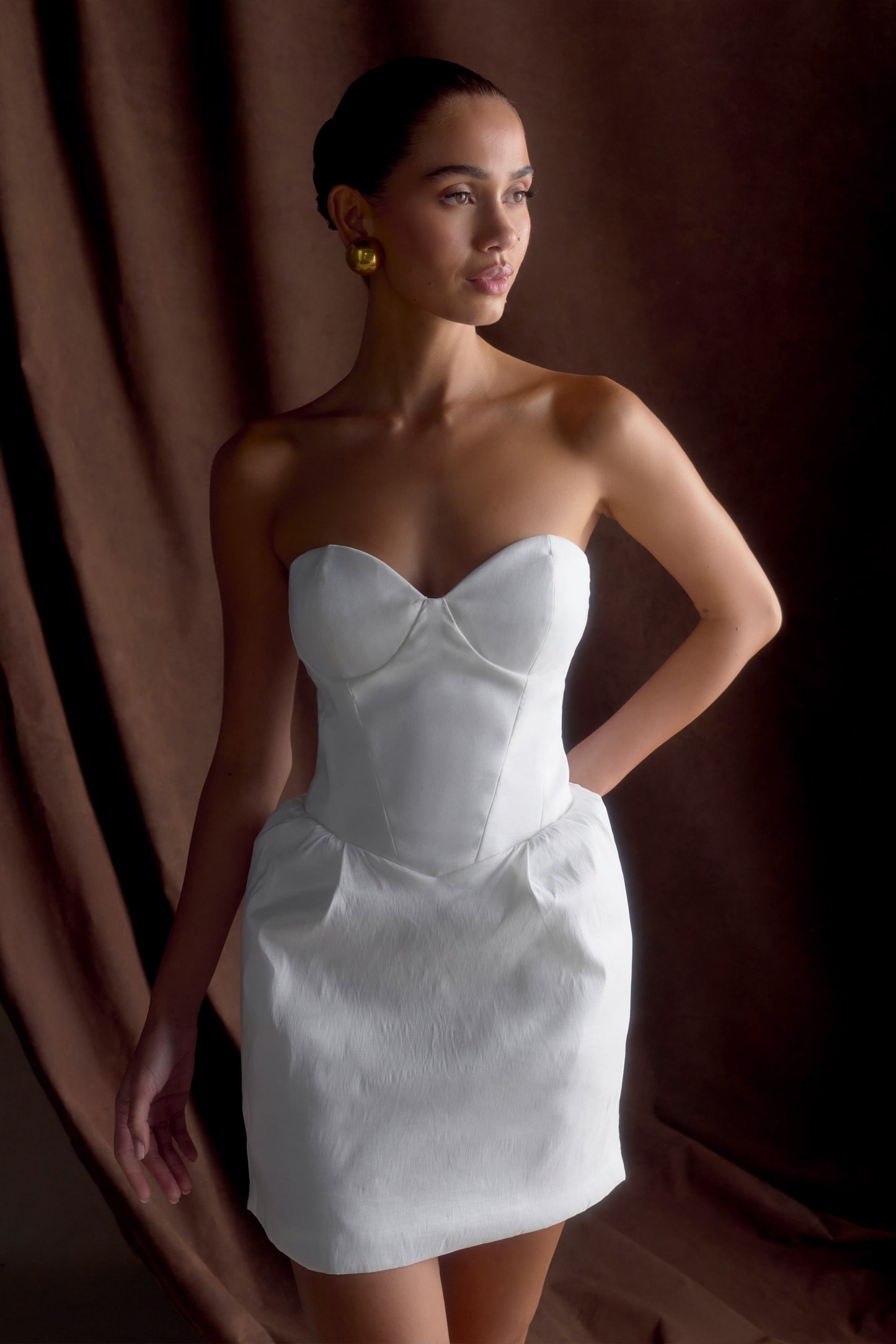 Mini-robe Suzette en taffetas avec nœud - Blanc