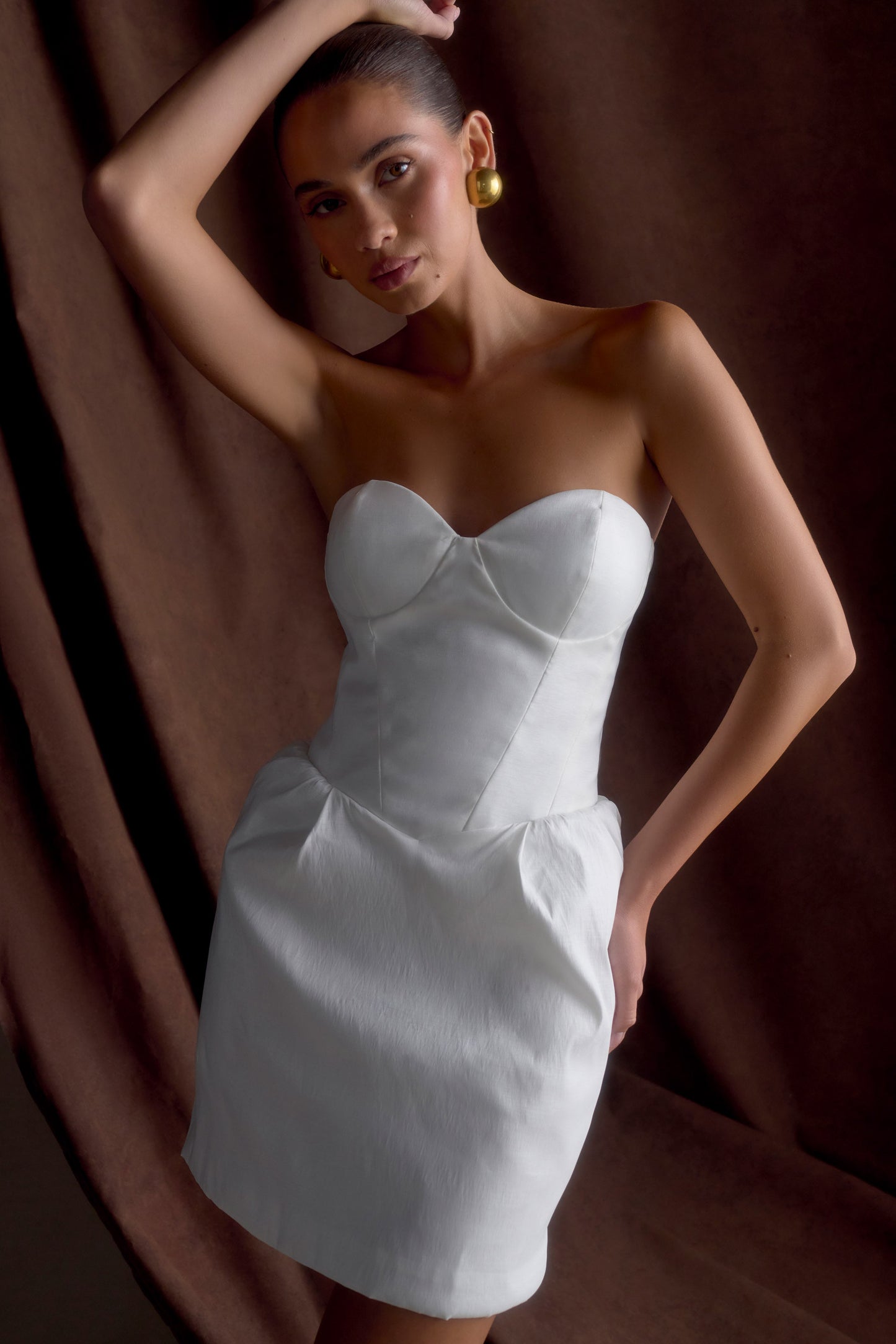 Mini-robe Suzette en taffetas avec nœud - Blanc