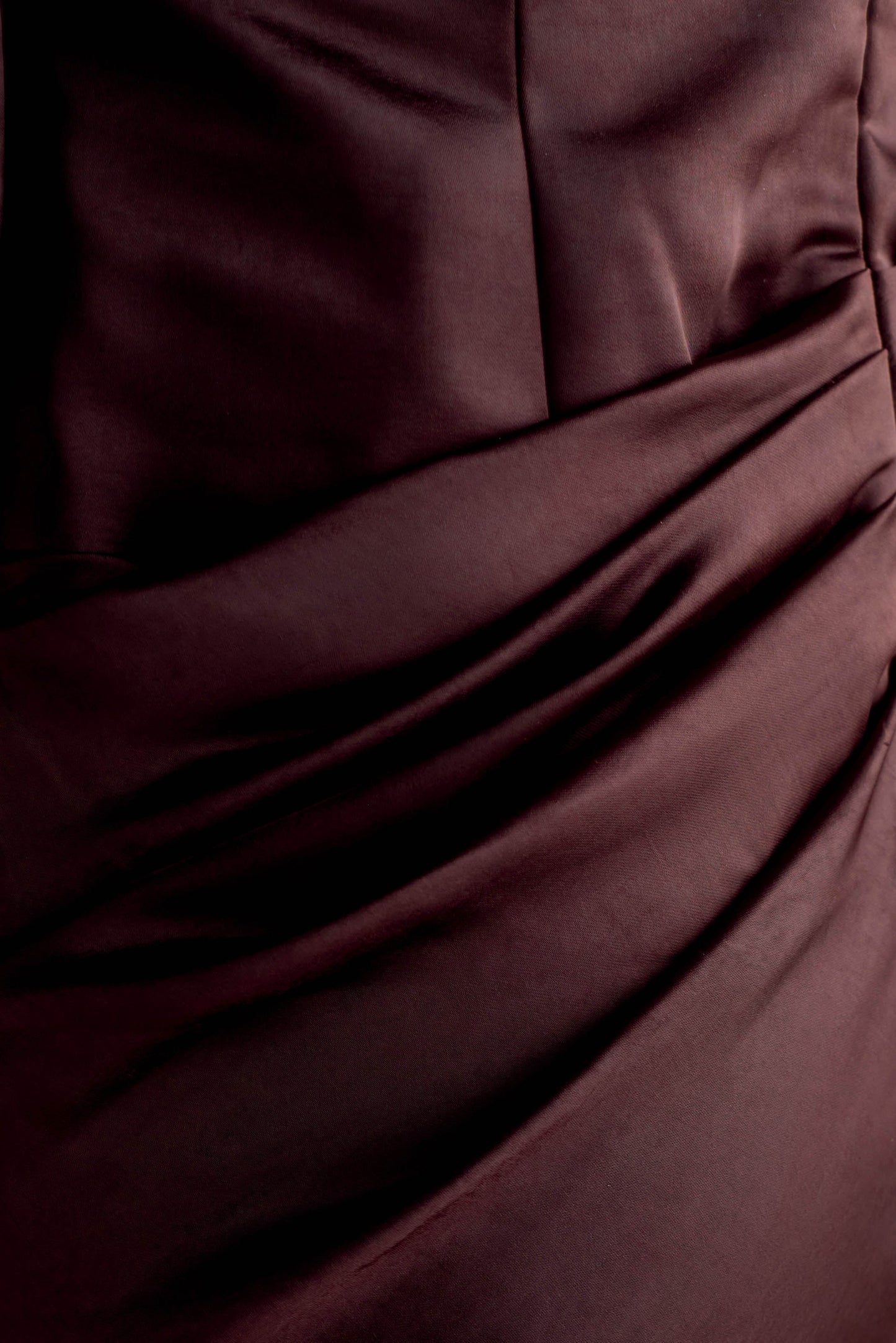 Iris Robe Maxi Satin à Manches Longues - Chocolat Noir