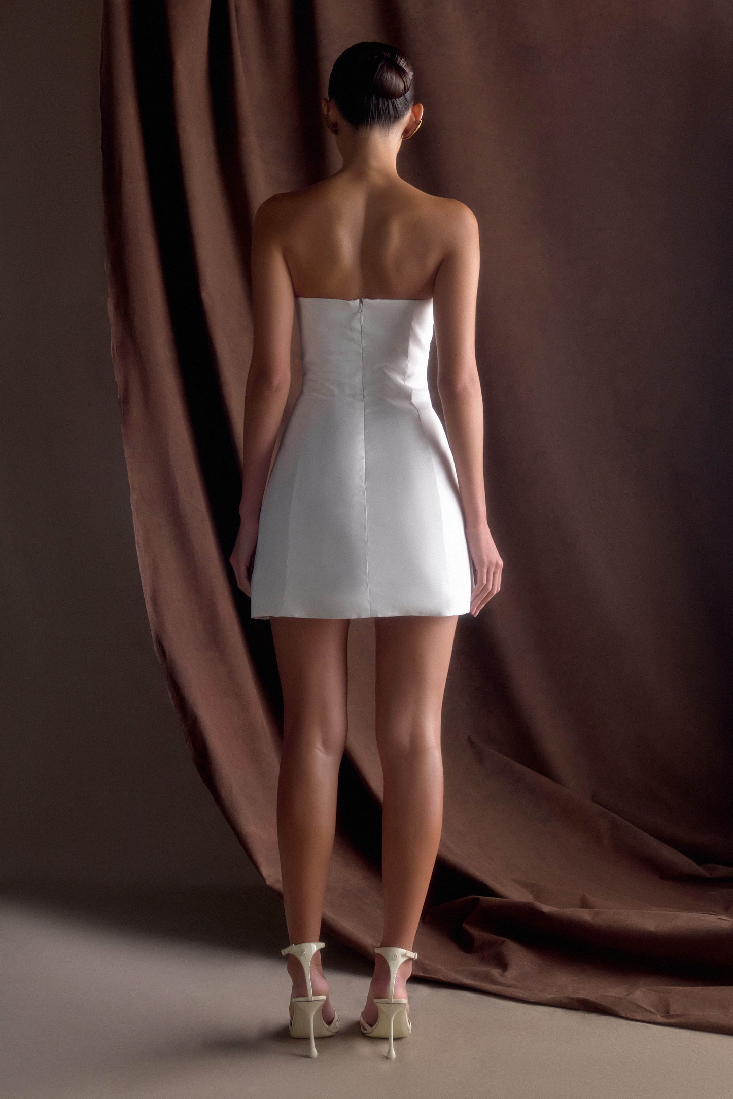 Mini-robe Leslie en taffetas à volants - Blanc