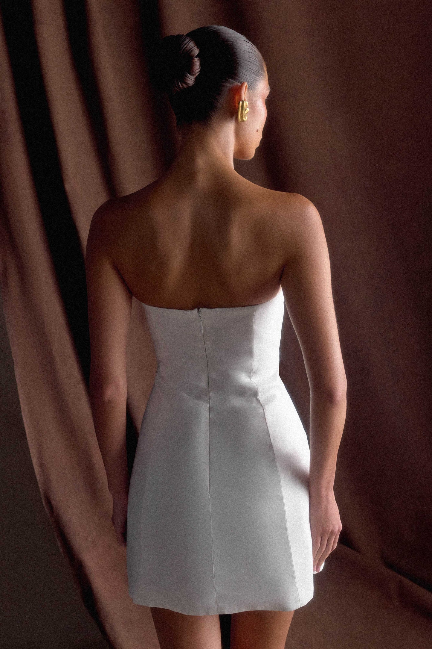 Mini-robe Leslie en taffetas à volants - Blanc