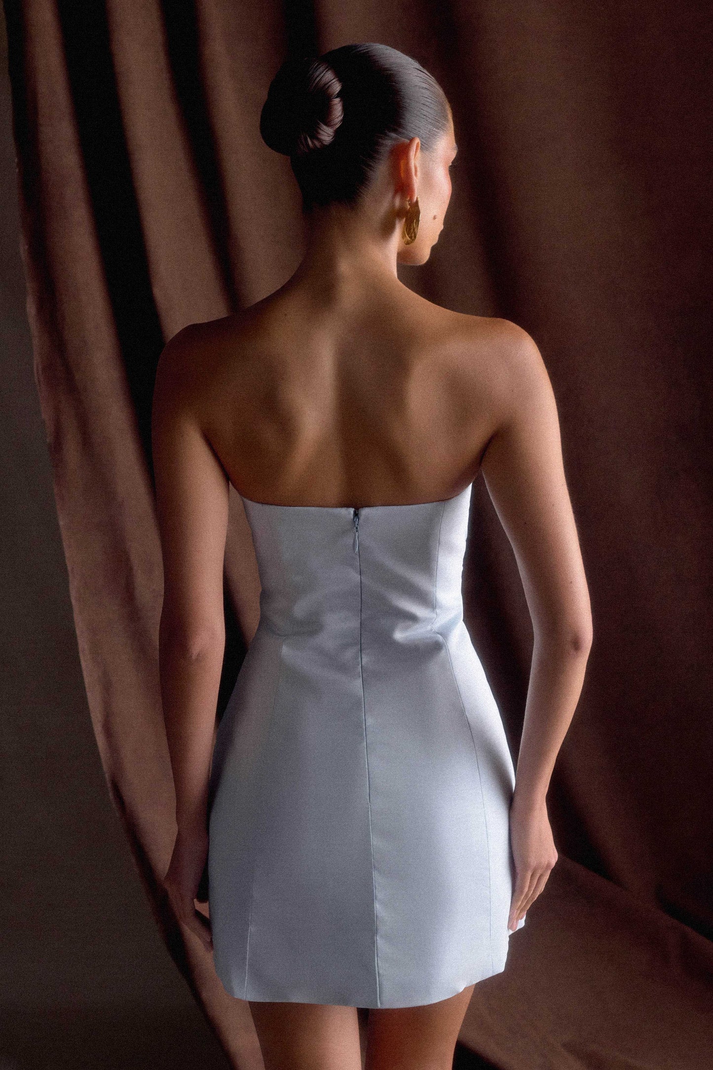 Mini-robe Leslie en taffetas à volants - Bleu givré