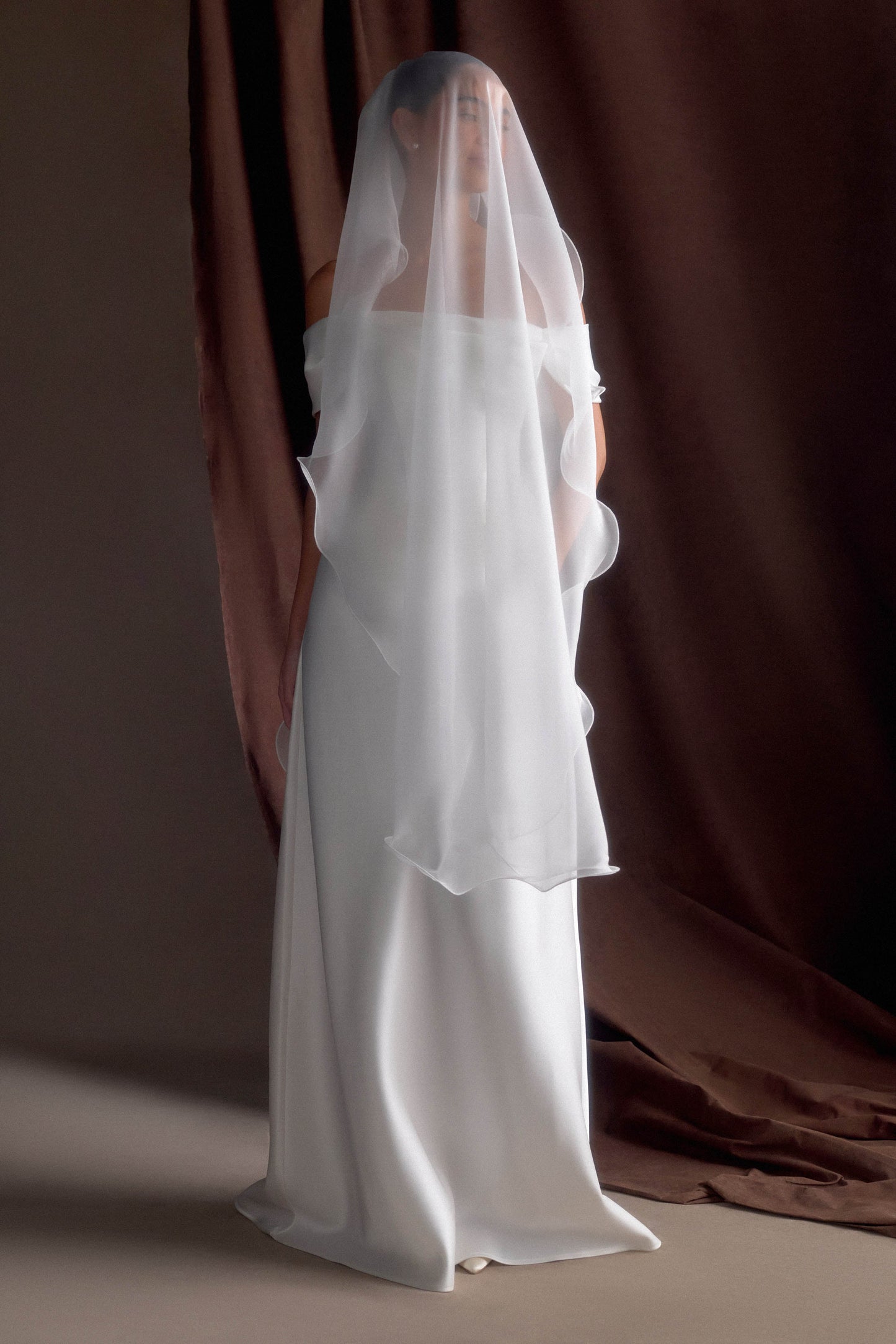 Voile en mousseline de soie fluide Asteria - Ivoire