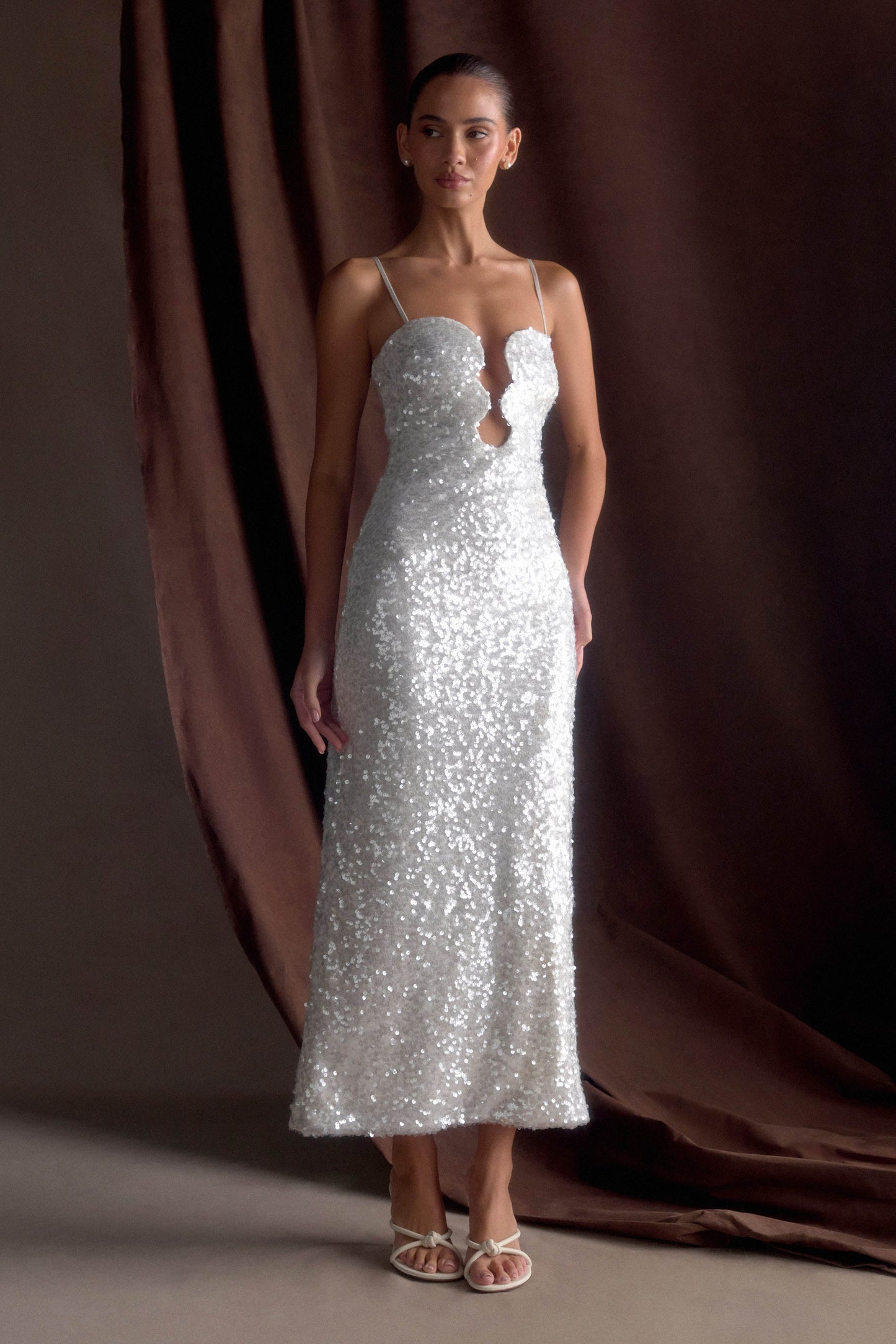 Makari Robe Maxi à Paillettes - Blanche