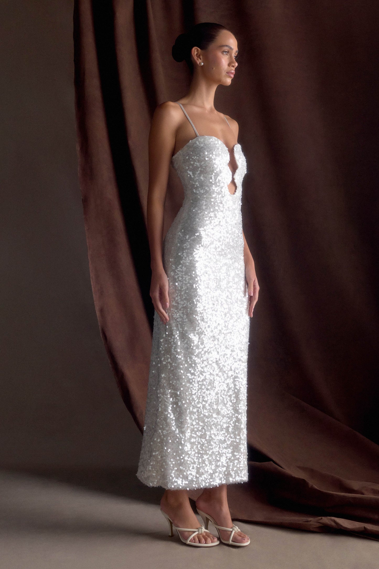 Makari Robe Maxi à Paillettes - Blanche