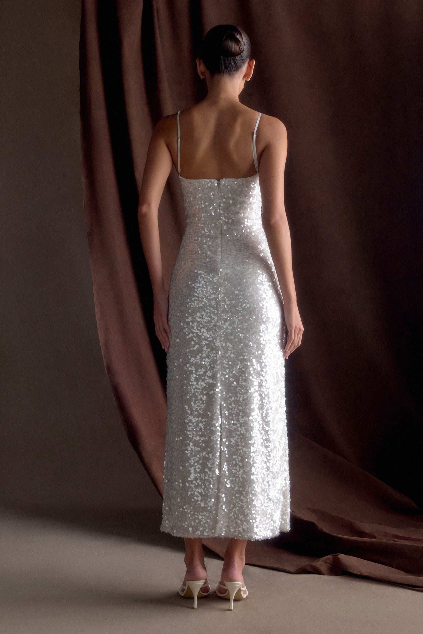 Makari Robe Maxi à Paillettes - Blanche