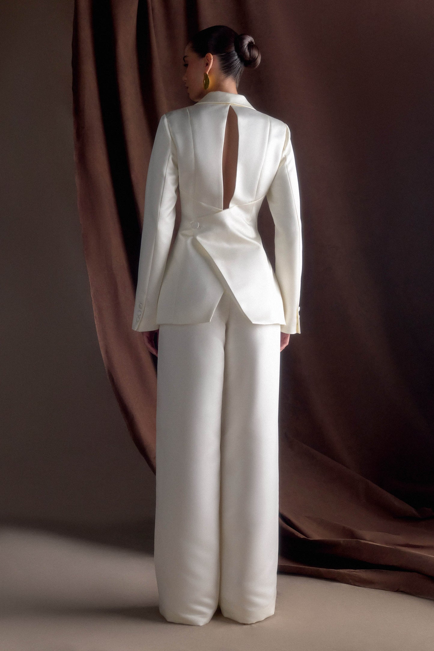 Blazer en satin sur mesure Ada - Ivoire