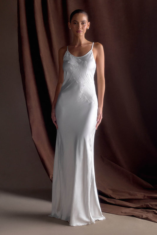 Robe Maxi en Satin Saylor - Ivoire
