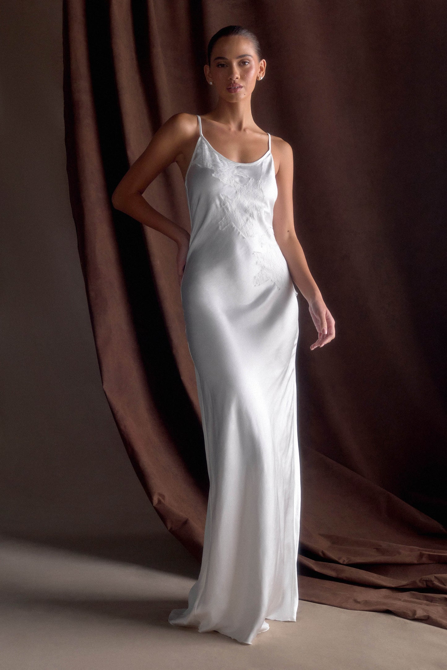 Robe Maxi en Satin Saylor - Ivoire