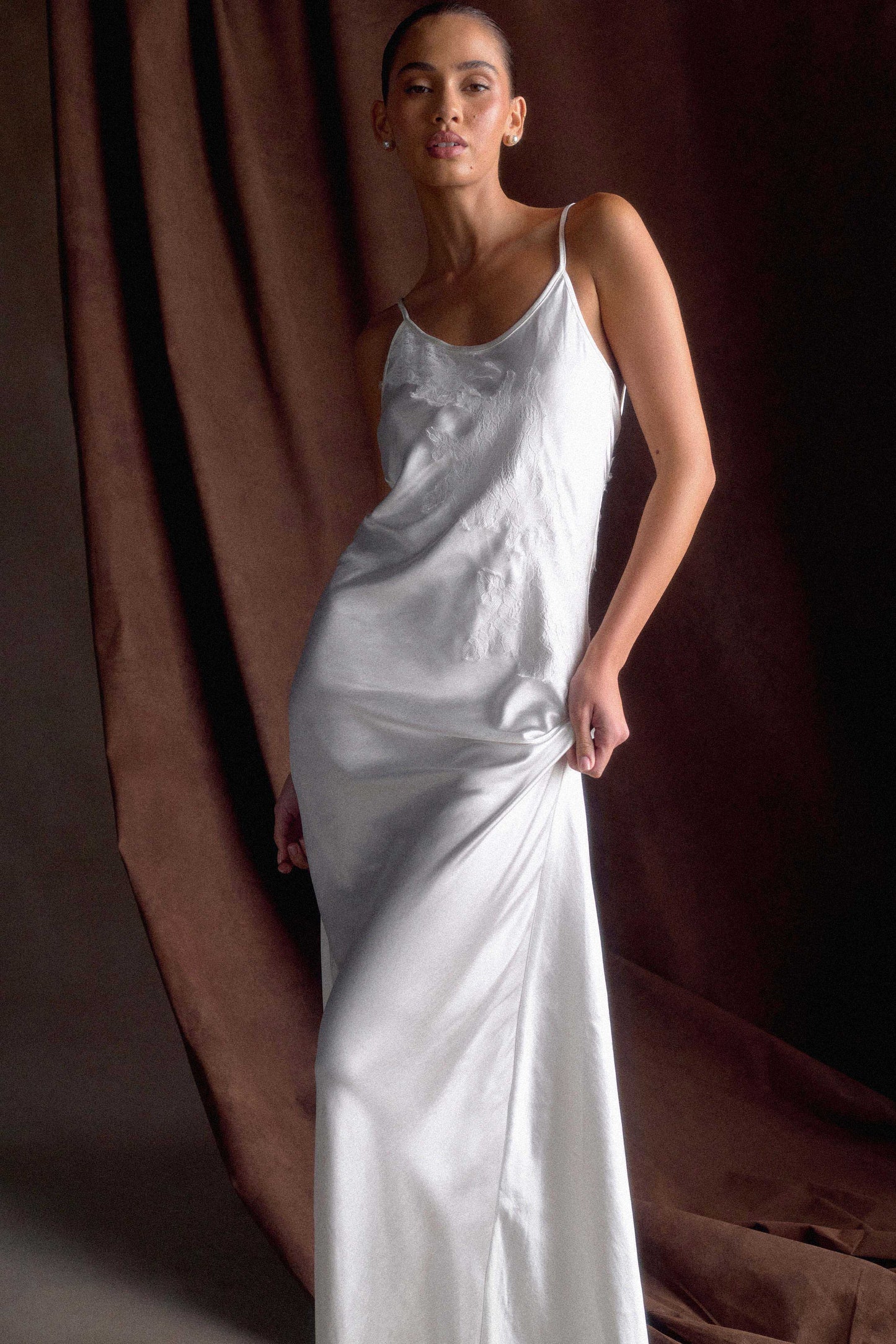 Robe Maxi en Satin Saylor - Ivoire