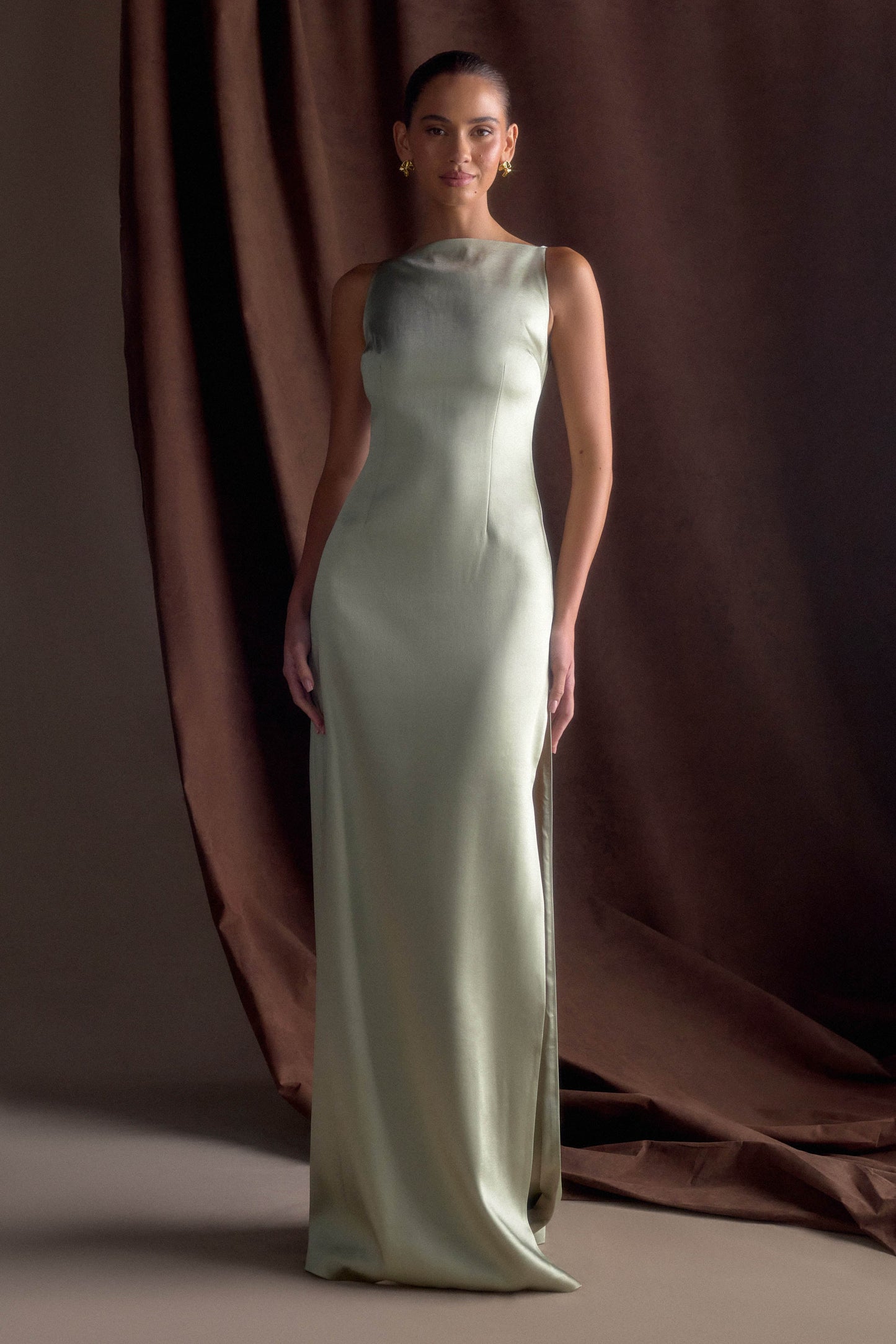 Robe maxi en satin violet sans manches - SAGE