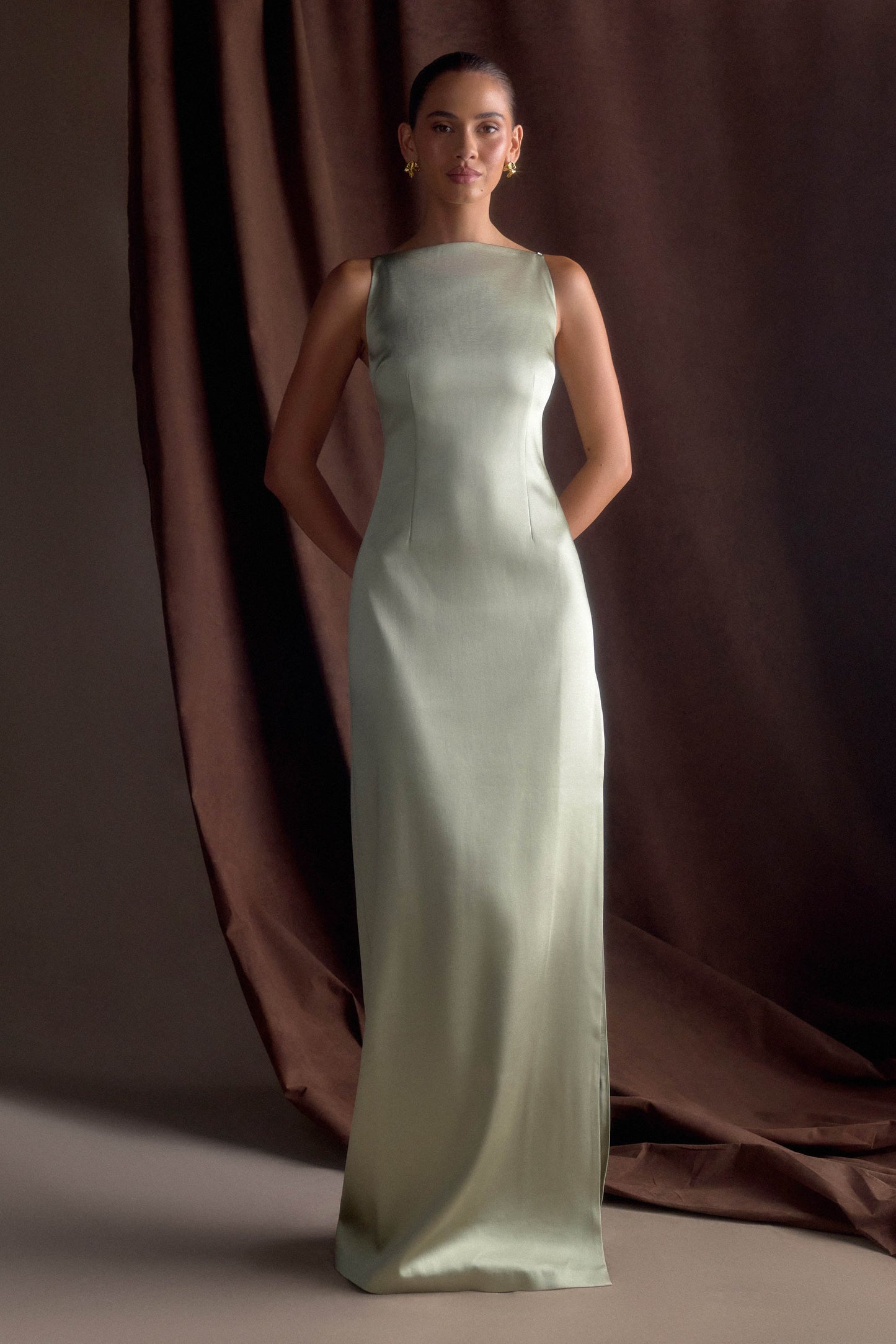 Robe maxi en satin violet sans manches - SAGE