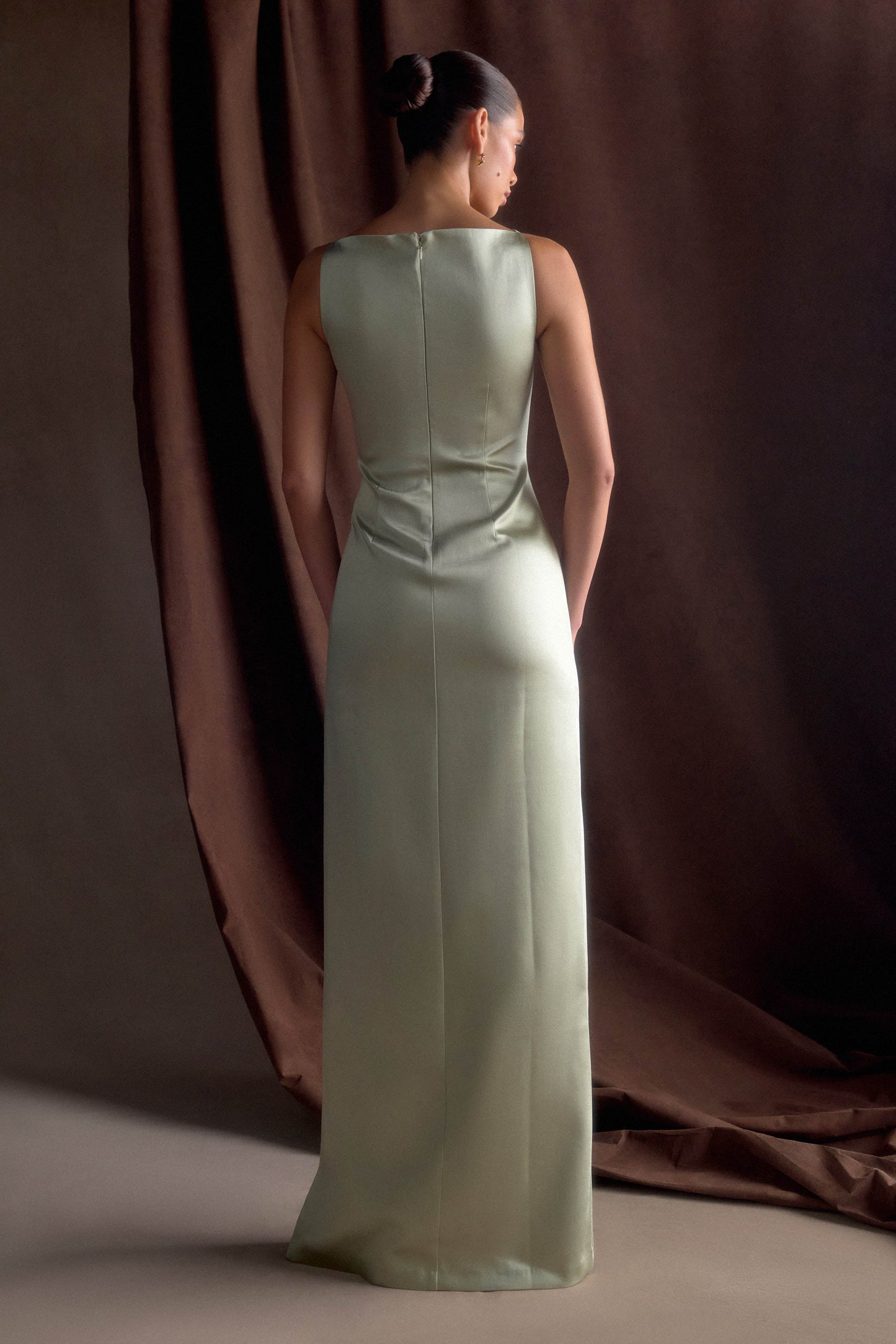 Robe maxi en satin violet sans manches - SAGE
