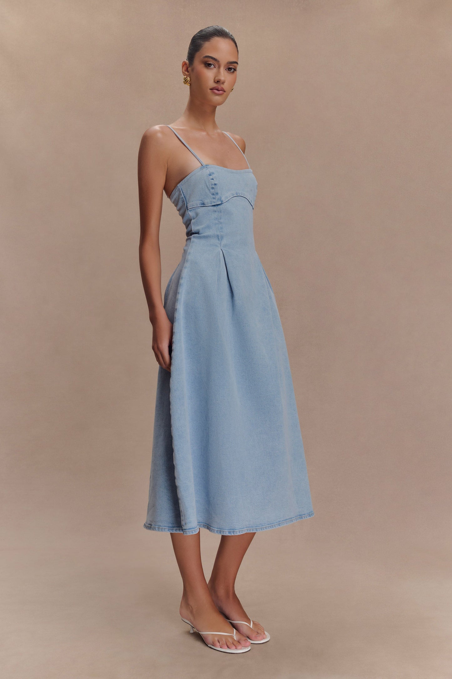 Harlyn Robe Midi en Jean - Bleu Clair
