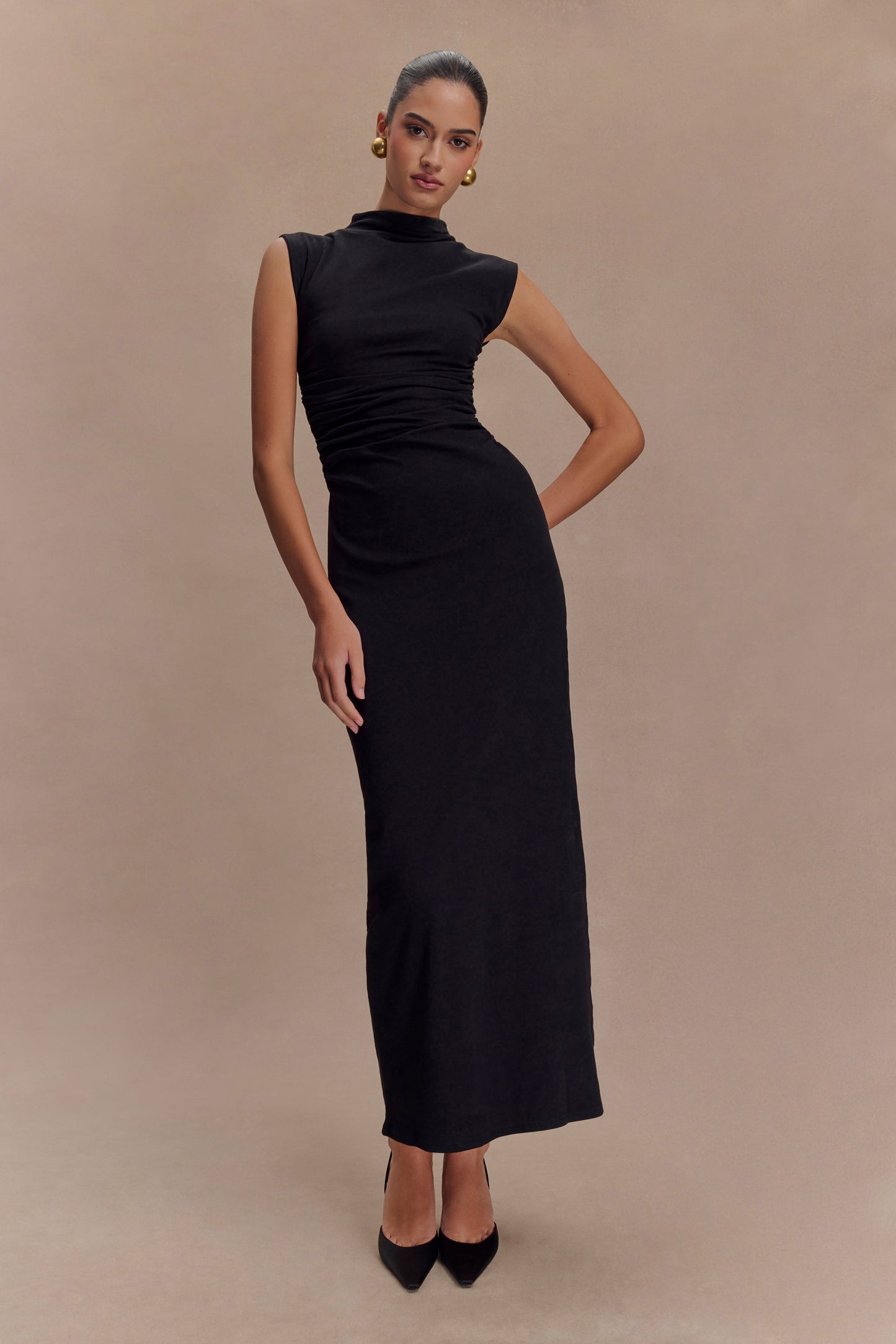 Robe Maxi Sans Manches à Col Haut Elliot - Noir