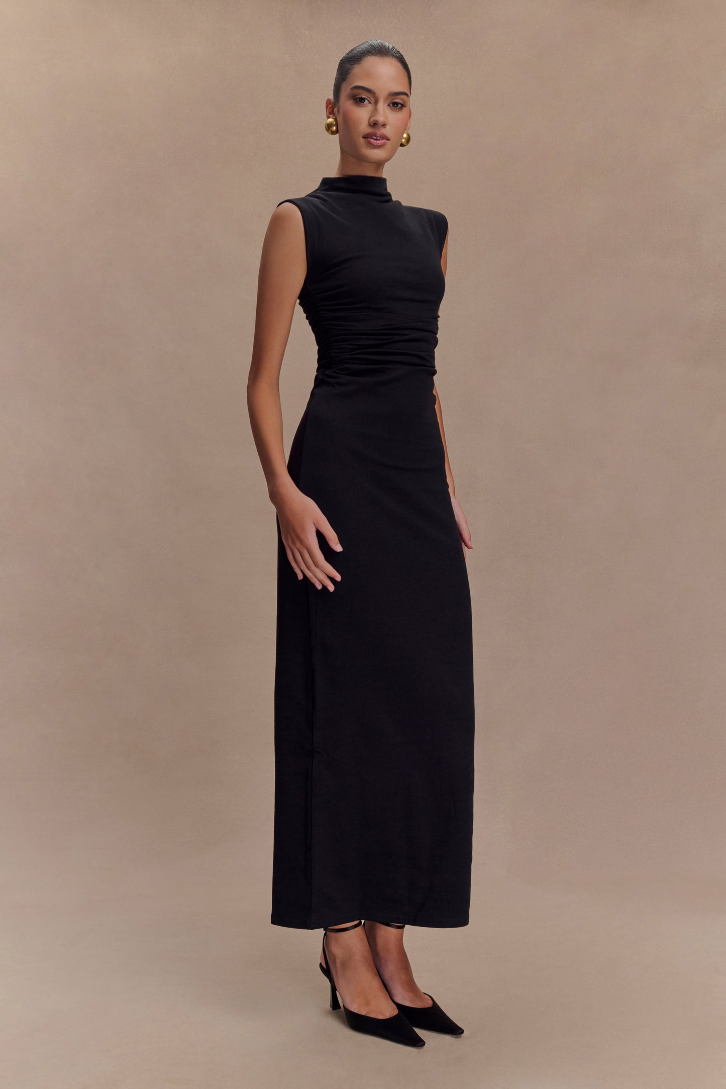 Robe Maxi Sans Manches à Col Haut Elliot - Noir