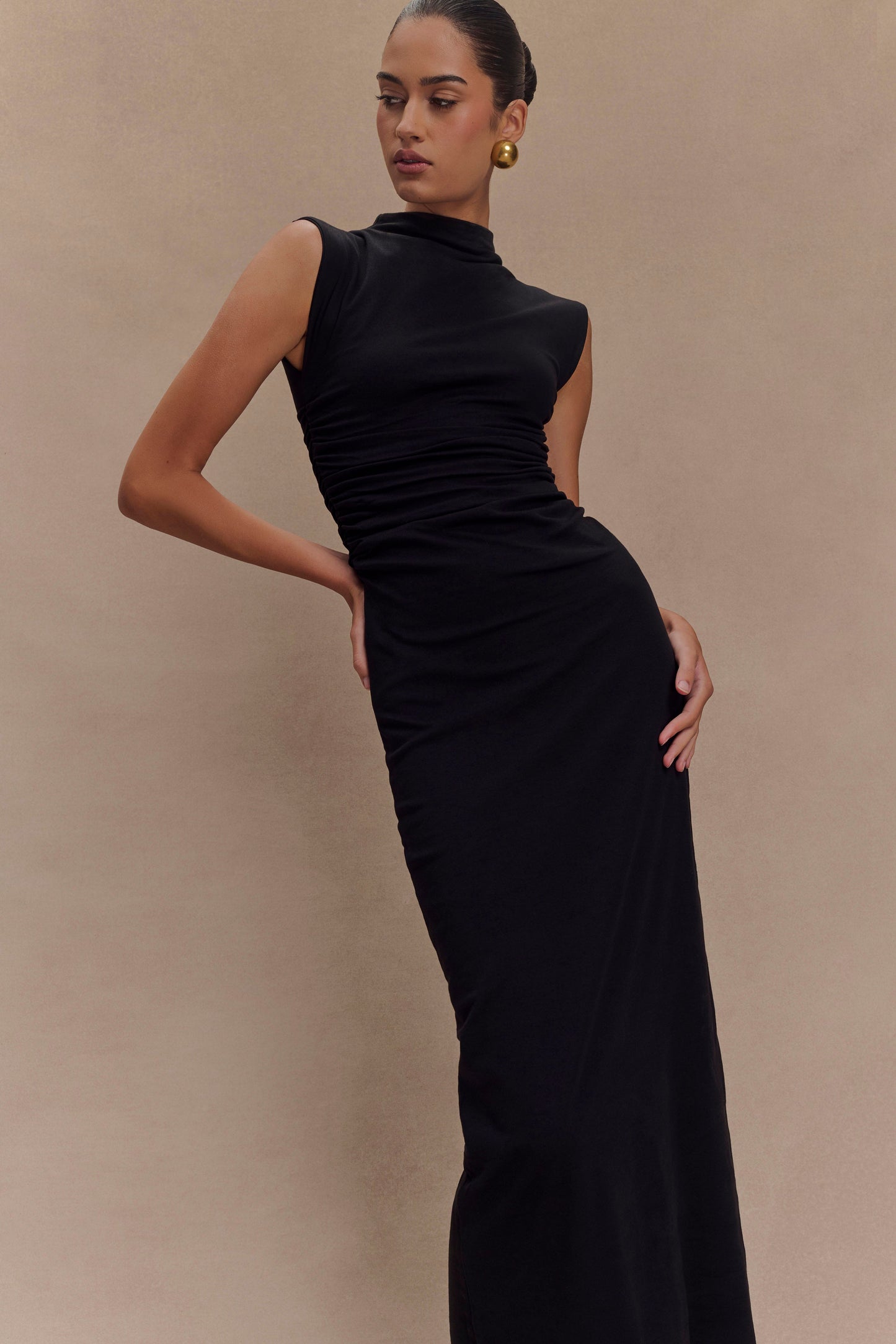 Robe Maxi Sans Manches à Col Haut Elliot - Noir