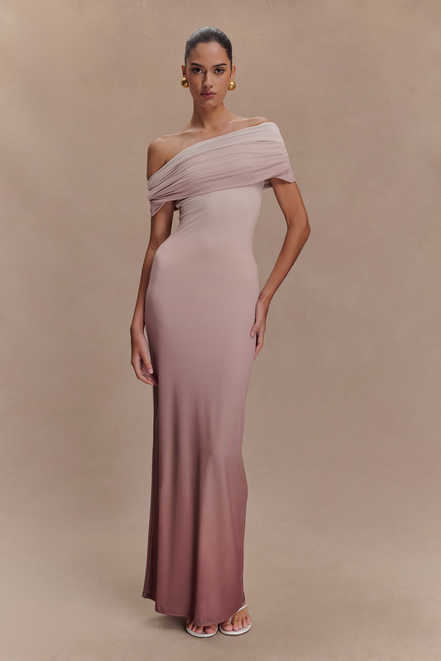 Robe Maxi Épaulettes Découv. Cassandra - Ombrage Neutre