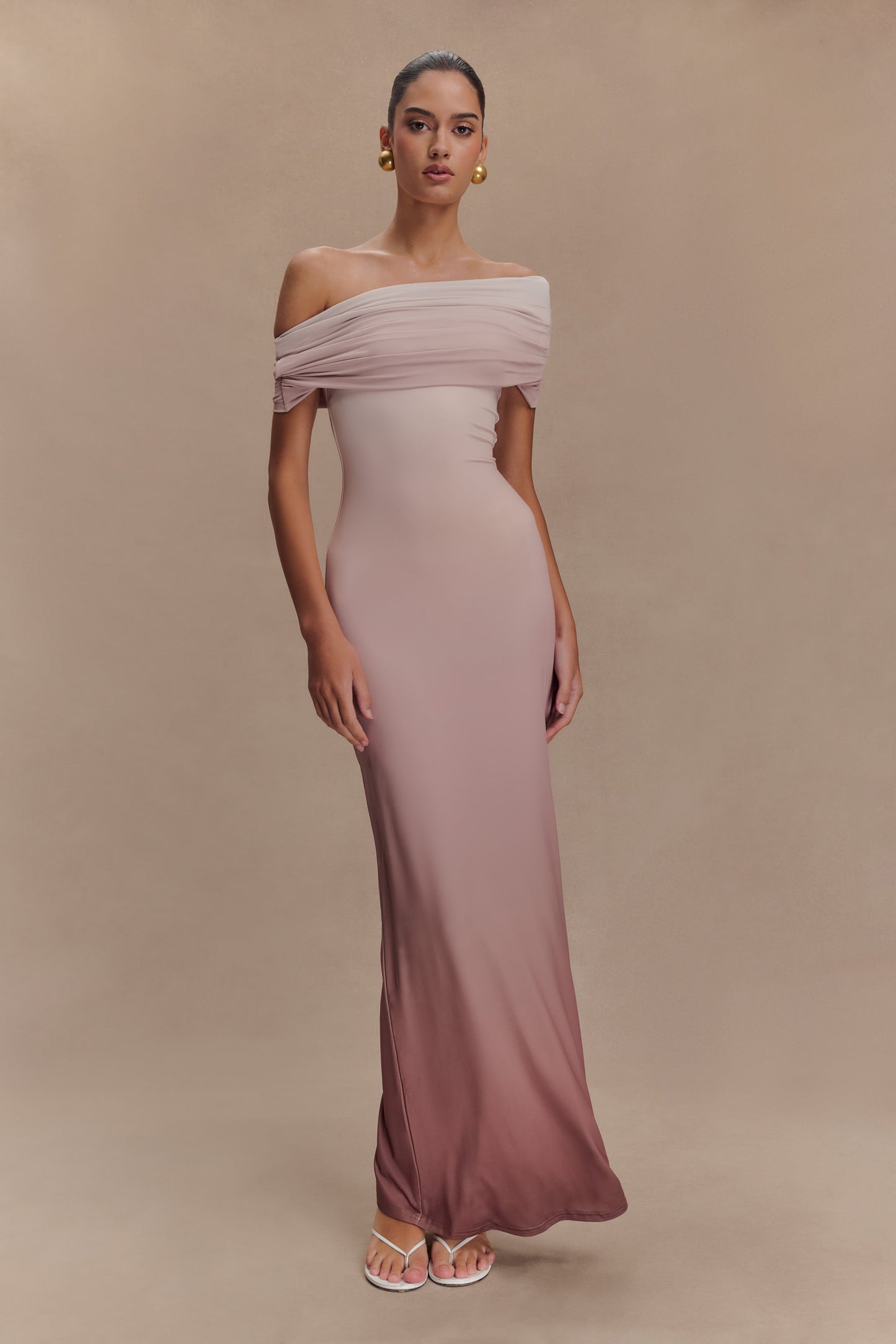 Robe Maxi Épaulettes Découv. Cassandra - Ombrage Neutre