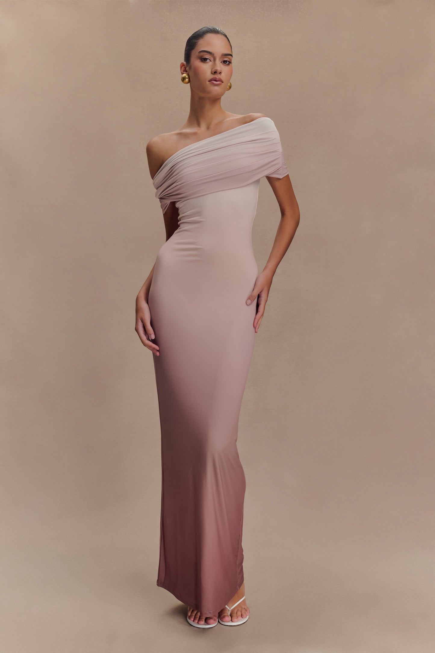 Robe Maxi Épaulettes Découv. Cassandra - Ombrage Neutre