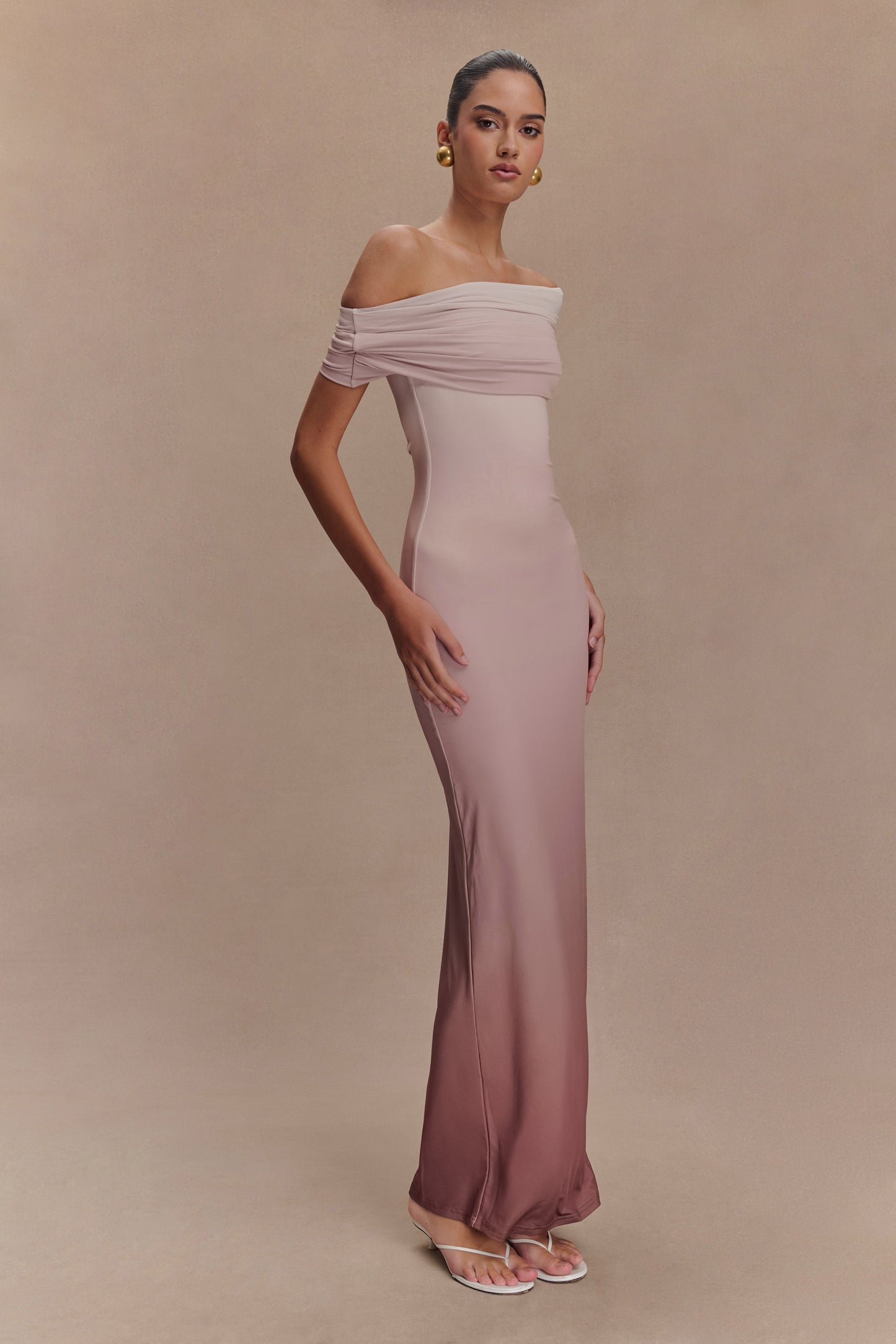 Robe Maxi Épaulettes Découv. Cassandra - Ombrage Neutre