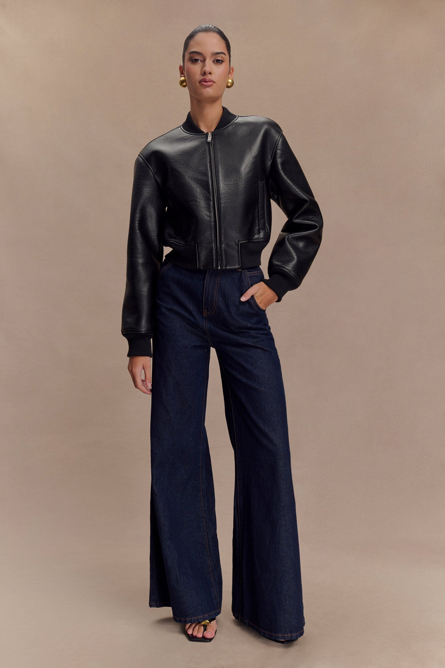 Bomber en simili cuir Codi - Noir